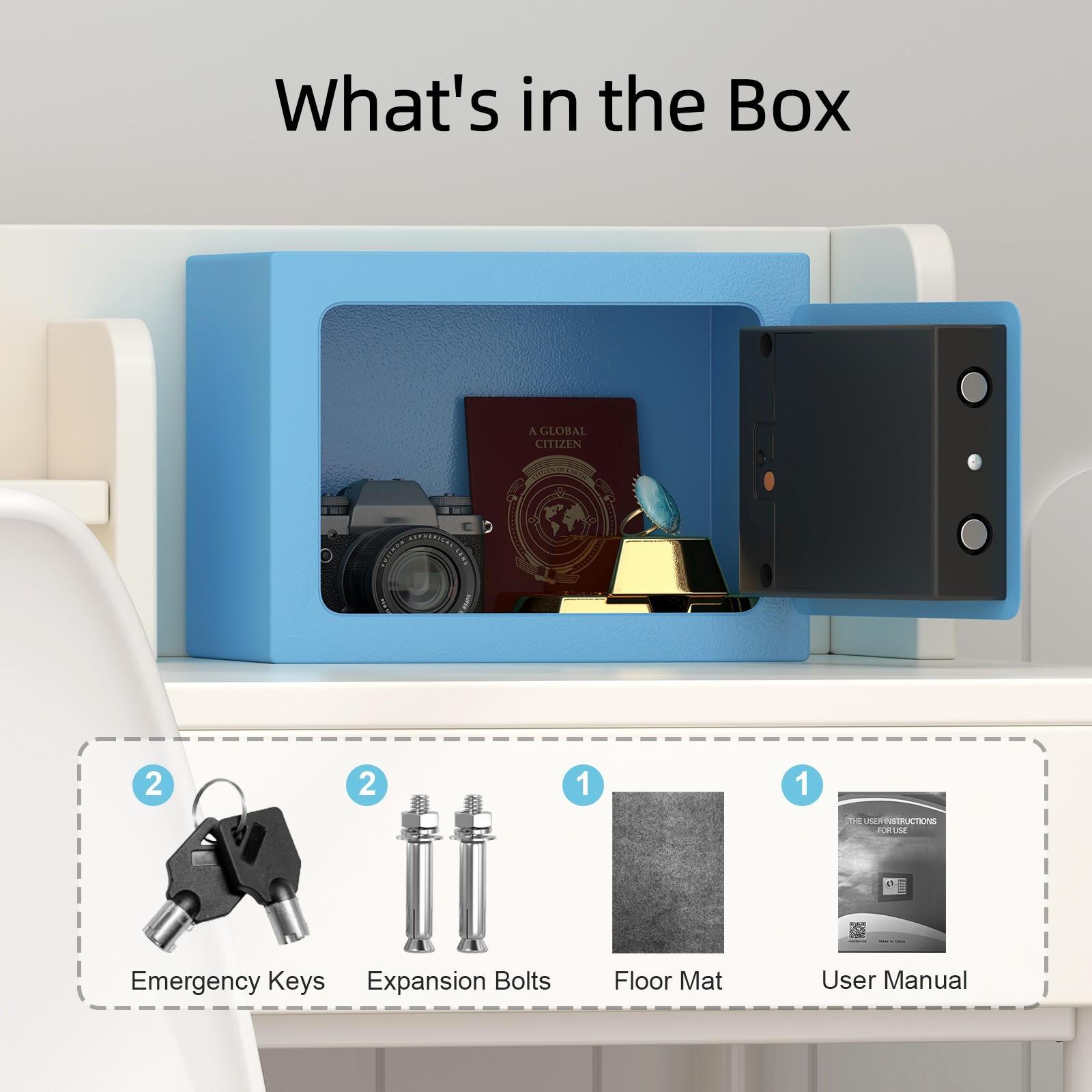 Small Safe, 0.23 Cubic Safe Box, Mine Safe with Code,Steel Security Box with Key