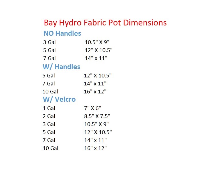 10pc 7 Gallon Bay Hydro Fabric Pots Quick Hook & Loop Fastener Trans-Planter $$