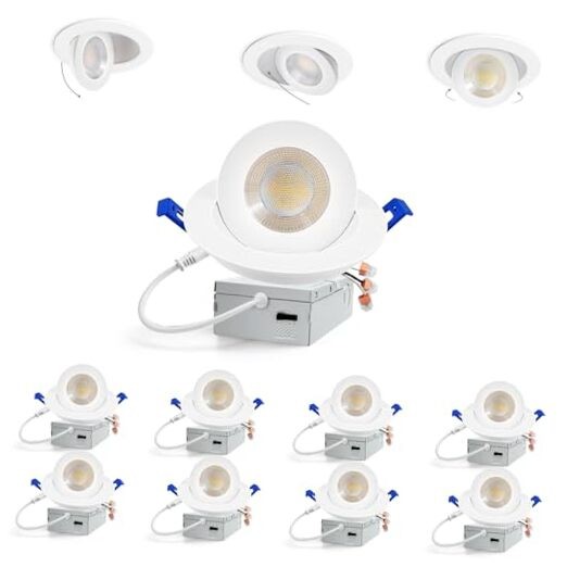 4 inch Gimbal Led Recessed Lights, 360°+90° Adjustable 8 Pack 4 inch-White