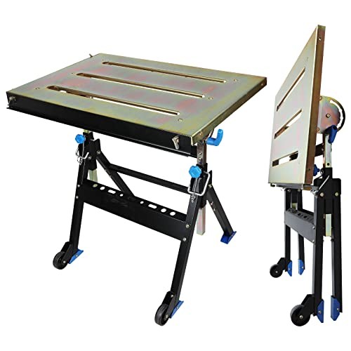 Adjustable Welding with Wheels Portable Steel Stand Workbench 30 in. x Table