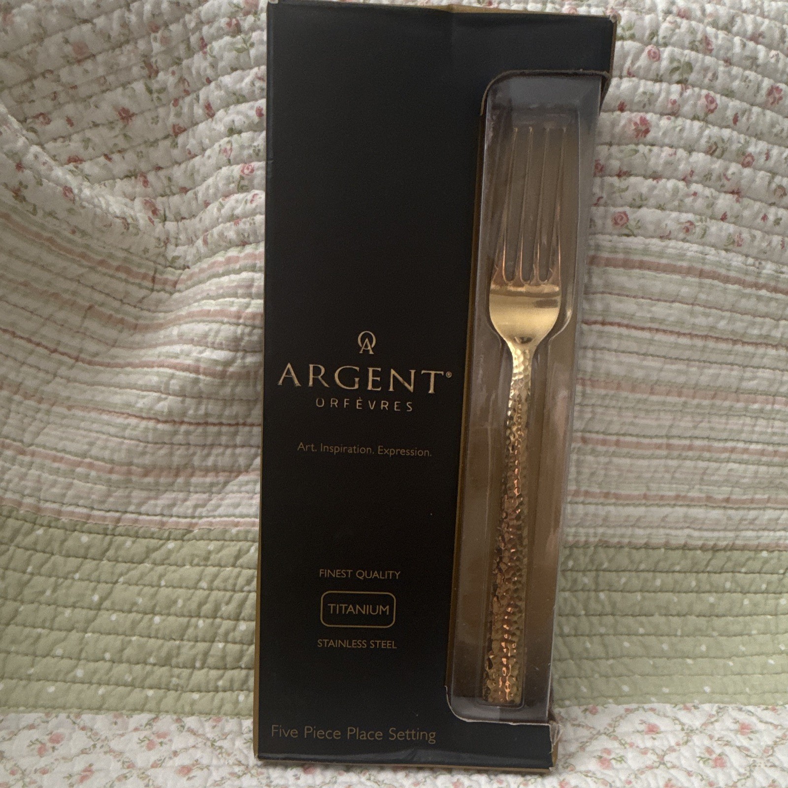 Argent Orfèvres Gold Titanium/Stainless 5pc Flatware Set Salad/Dinner/Teaspoon