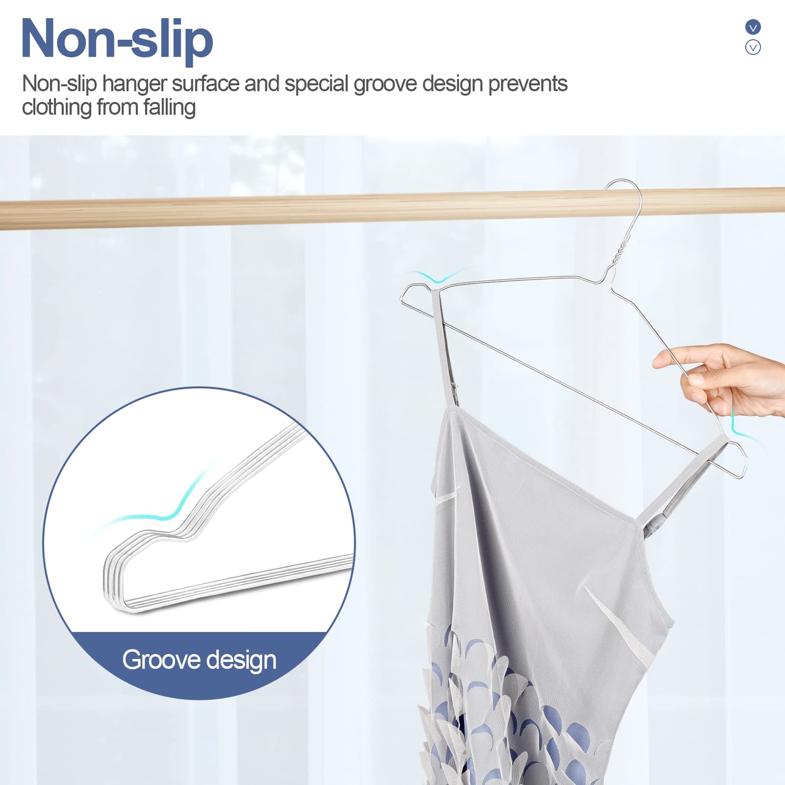 Wire Metal Clothes Hangers Bulk 100 Pack with Groove, 16.7 Inch, 12 Gauge Ult...