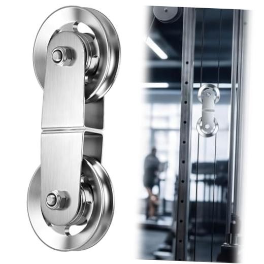 Swivel Dual Pulleys 360°Rotation Roller Reinforced double pulley Wheel Silver