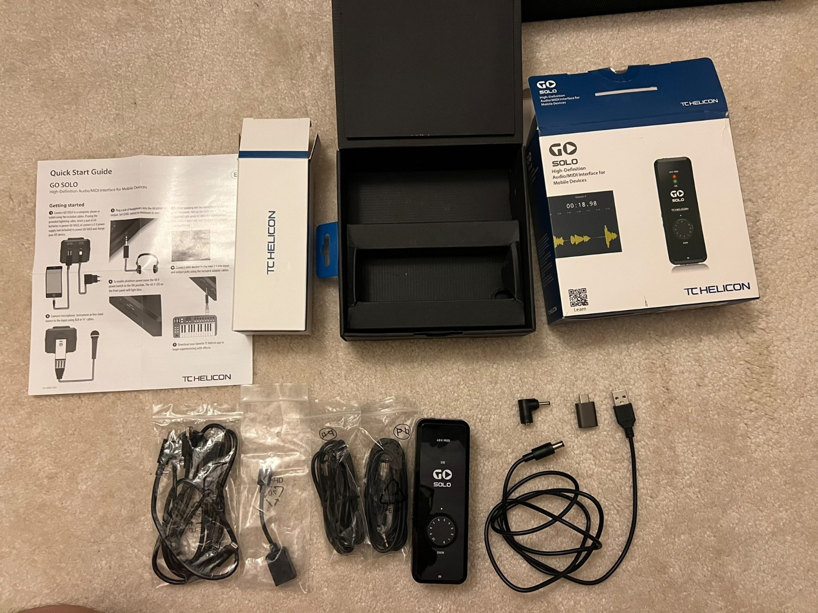 TC-Helicon GO SOLO Audio/MIDI Interface for mobile devices, incl. extra cable!
