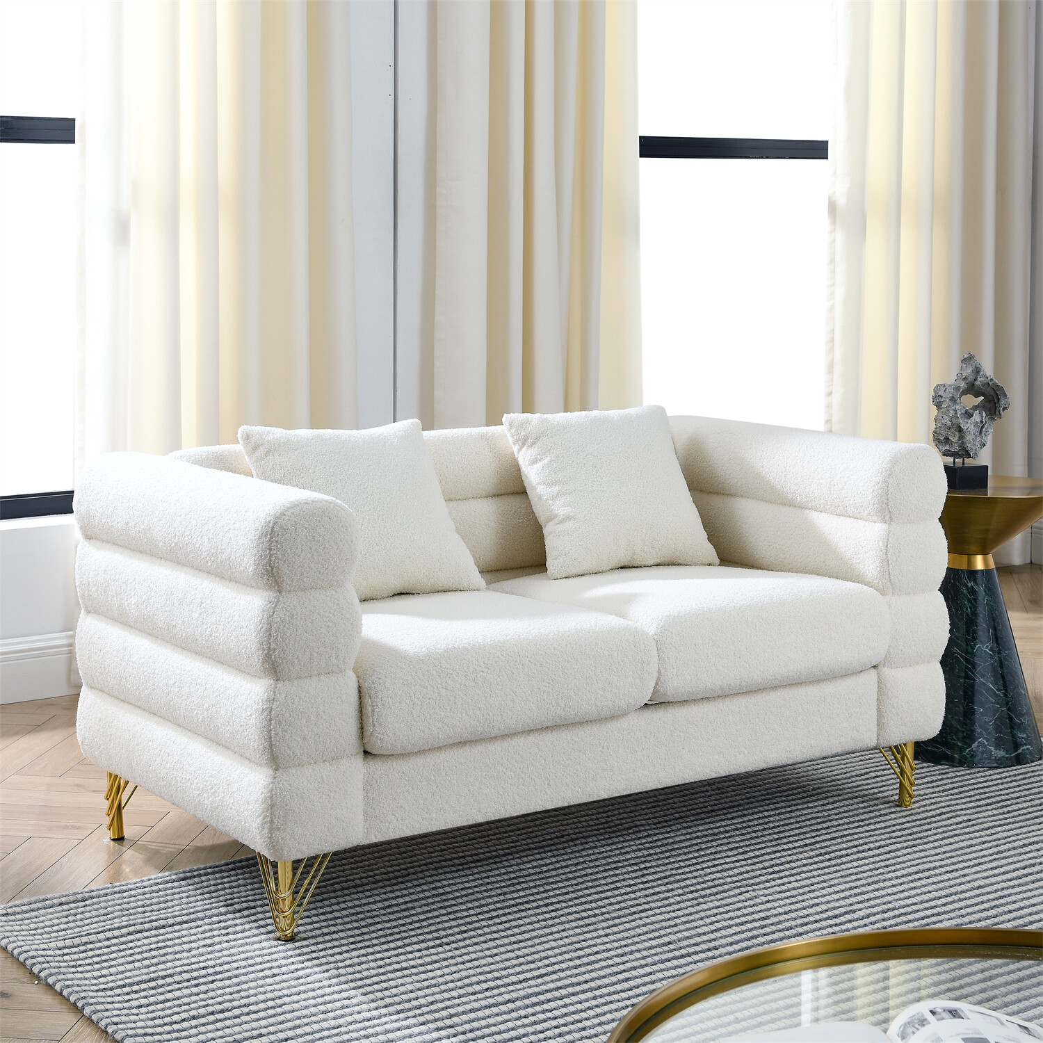 60'' Loveseat Sofa Couch 2-Seater Upholstered Sofa Couch Living Room Sofa