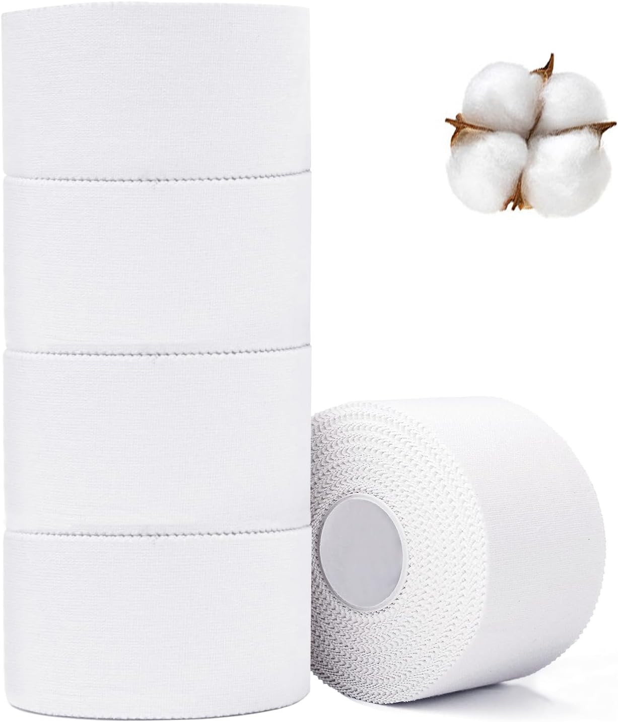 Athletic Tape,5 Pack White Sports Tape,Very Strong No Sticky Residue Wrist Ankle