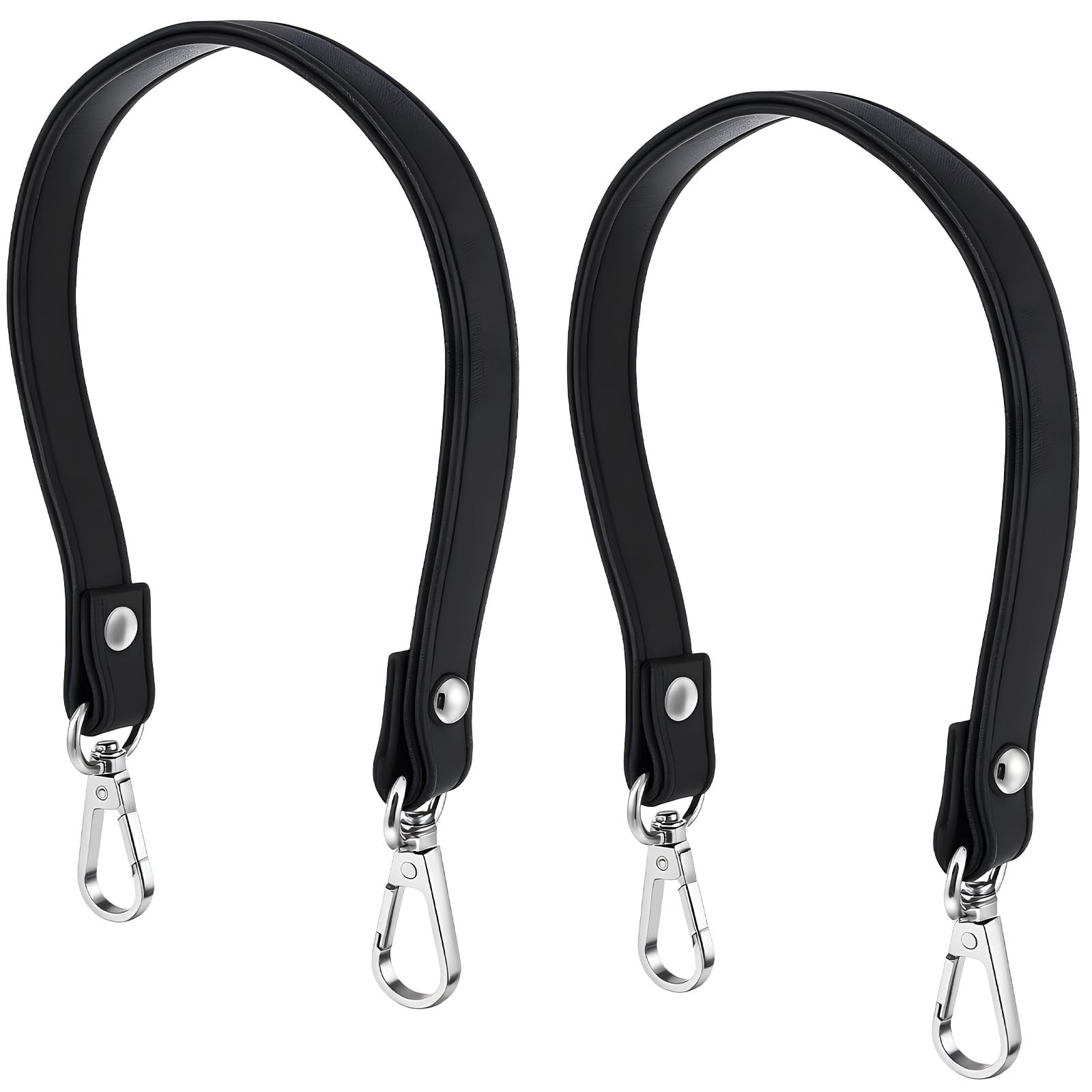 2PCS Black Purses Leather Replacement Handles Straps, Black Leather Purse Str...