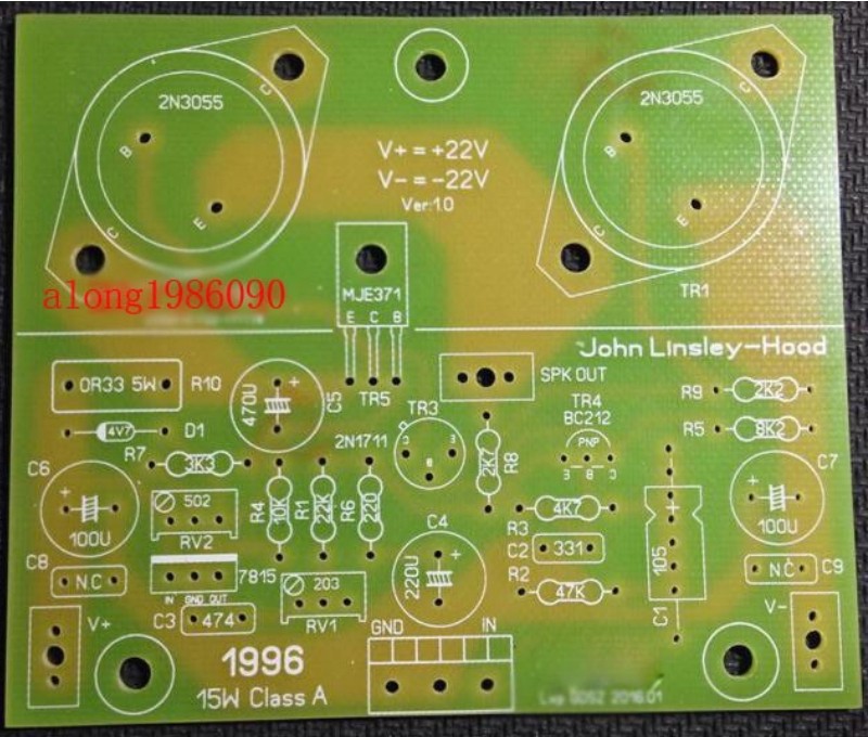 One Pair JLH1996 15W Class A Power Amplifier Board Bare PCB OCL Circuit
