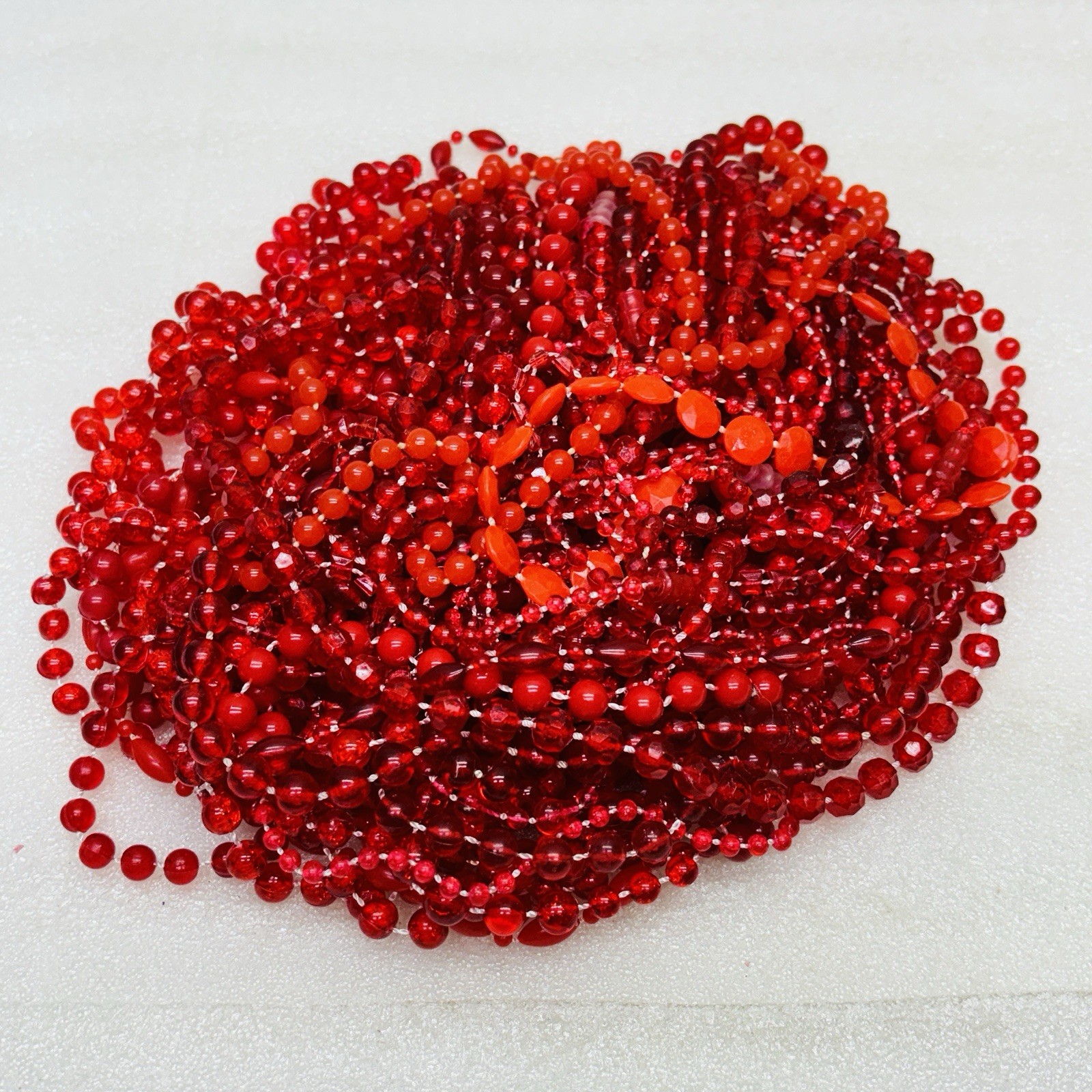 VTG‼ 3-Dozen New Orleans Mardi Gras 70's-80's Carnival Parade Red Plastic Beads