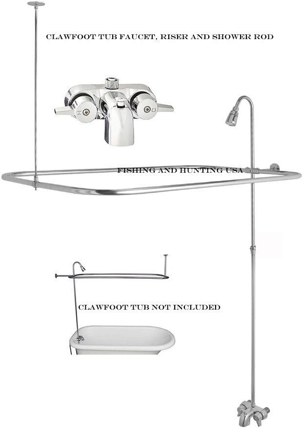 Add A Shower Converter Kit For Clawfoot Tub with Diverter Faucet & Shower Rod