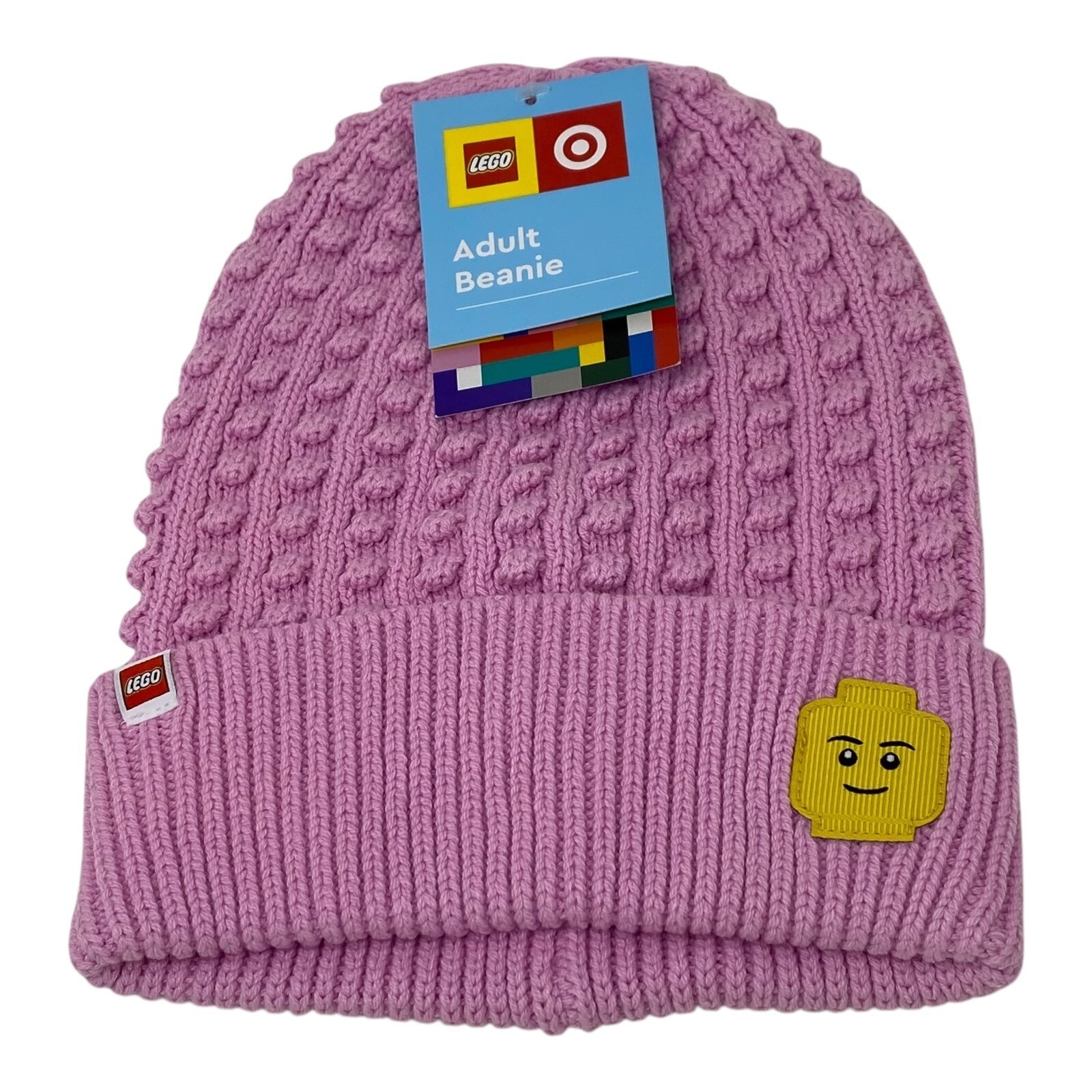 Womens LEGO Minifigure Beanie Knit Winter Hat Target Pink NWT Limited Edition