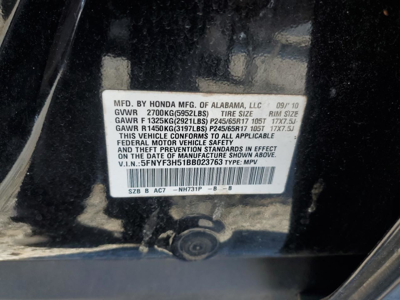 PILOT 2011 Glove Box 4512623