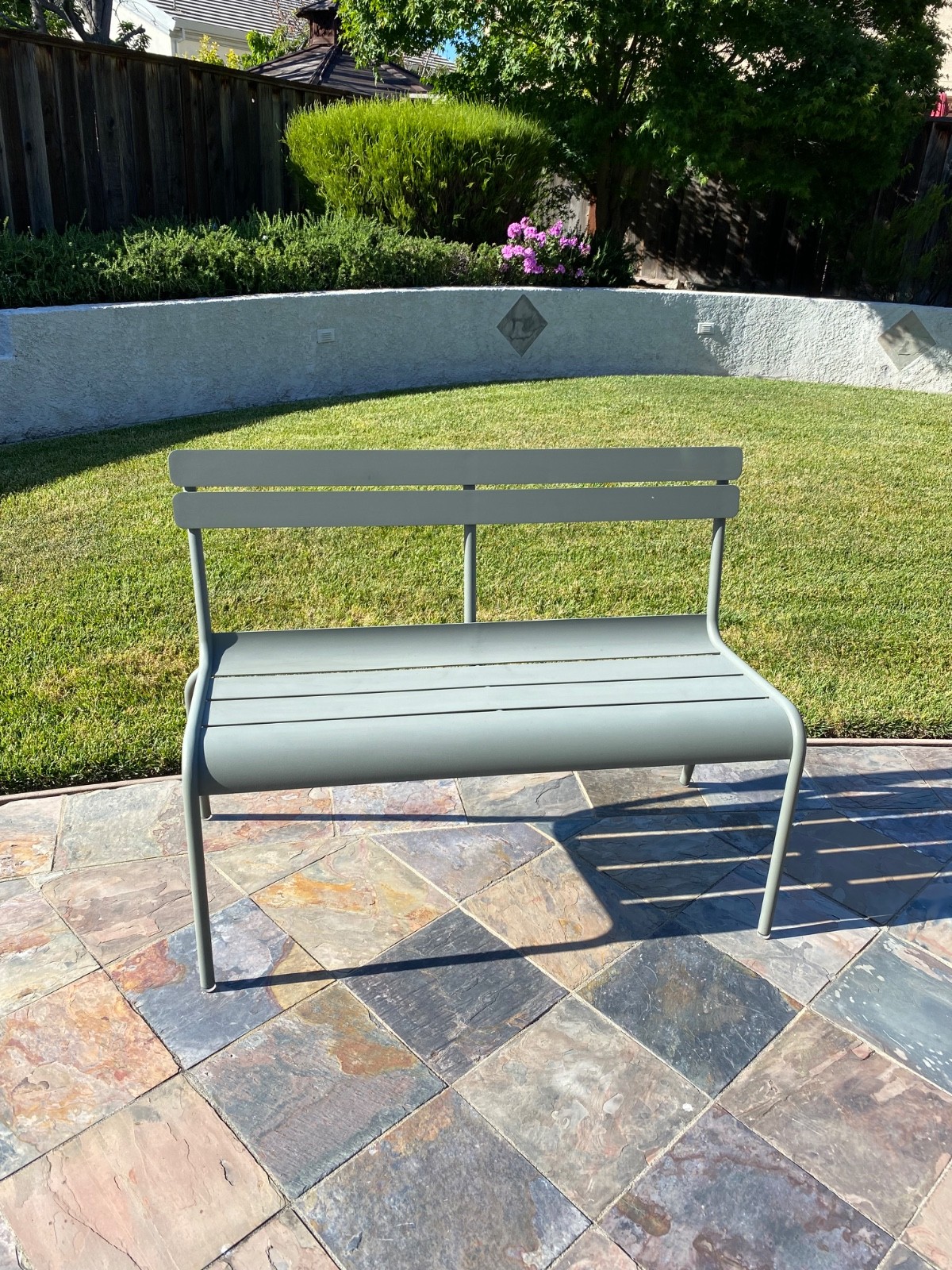 Fermob Luxembourg 2/3-Seater Bench With Backrest in Rosemary Color. New.