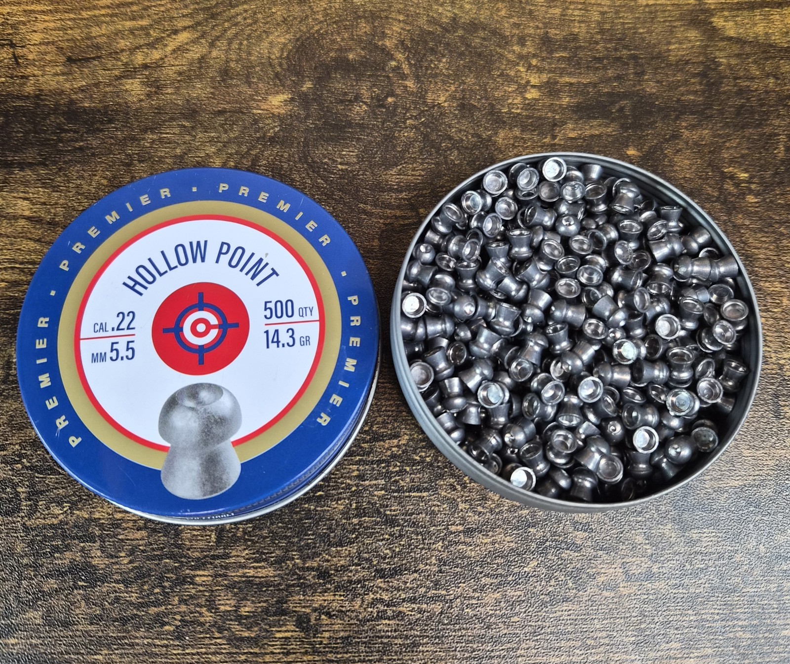 Crosman Premier .22 Cal, 14.3 Grains, Hollowpoint, 500ct