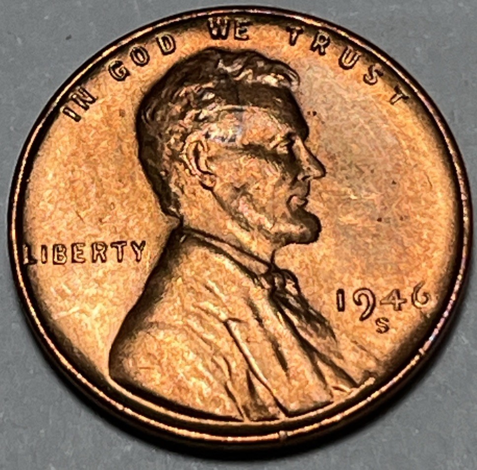 1946S Lincoln Wheat Penny Errors Large Die Clash Reverse Uncirculated #3