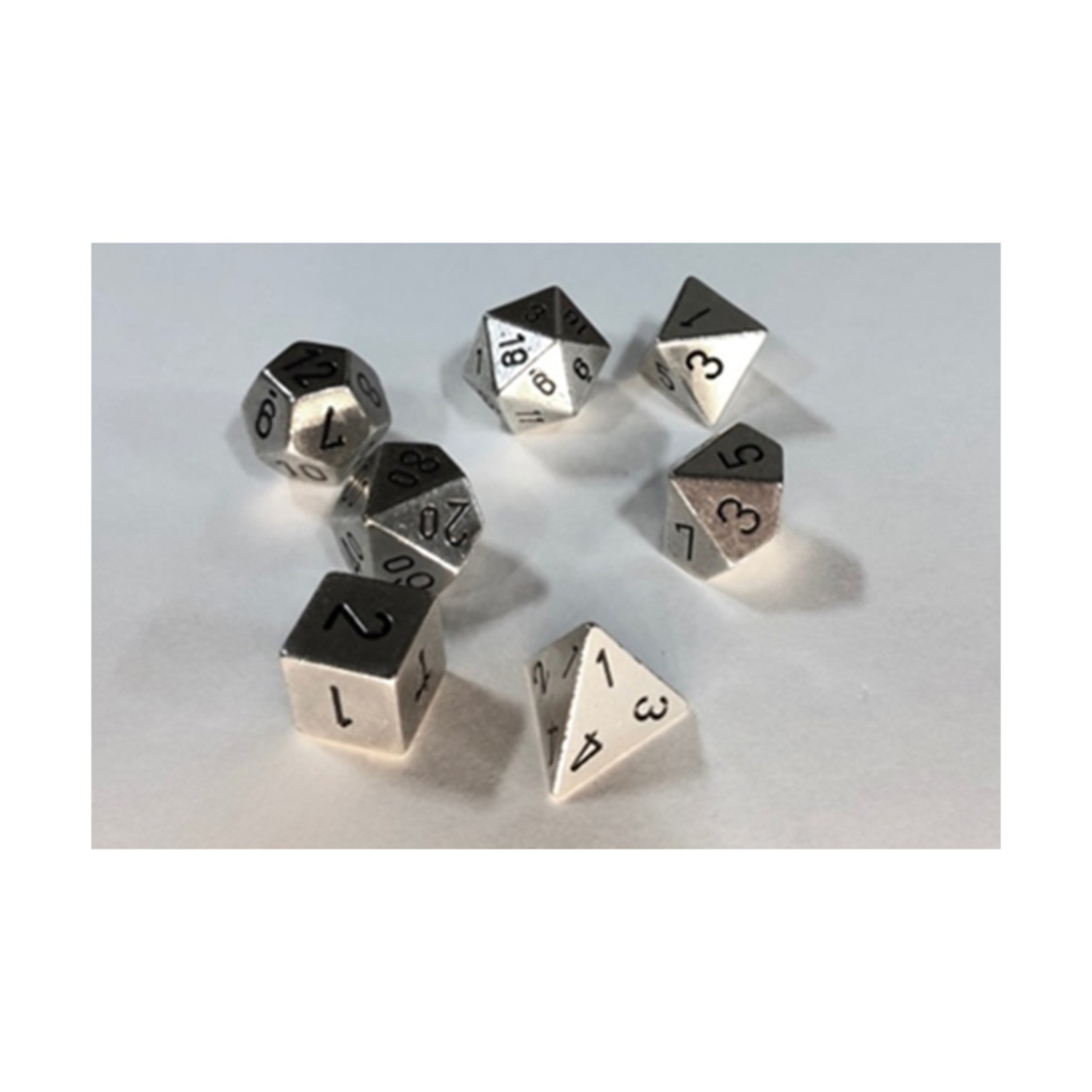 Chessex Metal Dice Poly Set - Silver (8) New