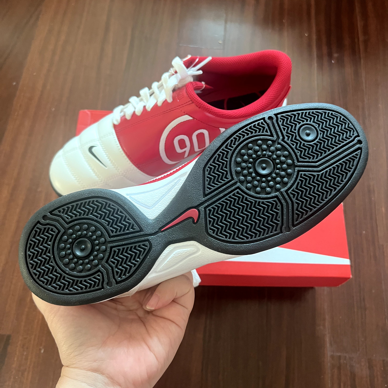 Nike Total 90 SP Mens Indoor Soccer Shoes White Gym Red Black HQ2851-100