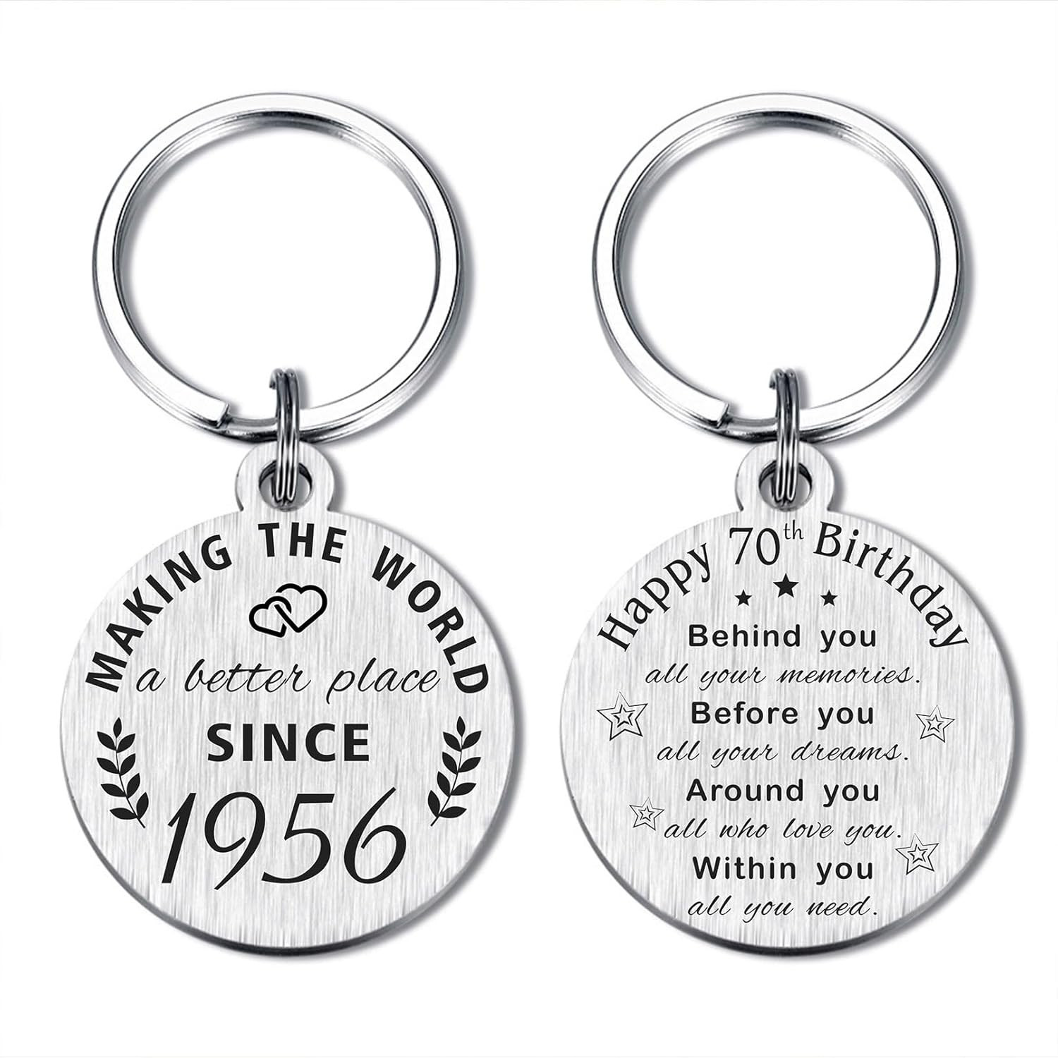70Th Birthday Gifts for Women Men, 70 Year Old Birthday Keychain, Born in 1956 G