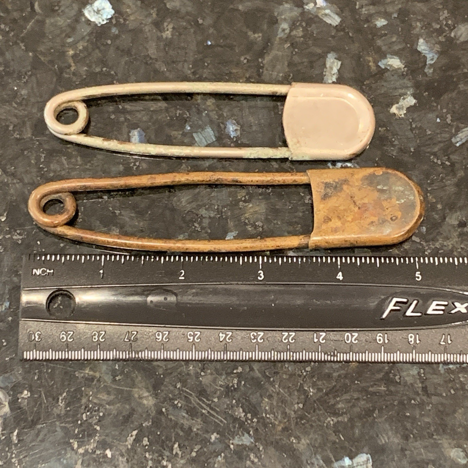 Vintage Set Of 2 Large Safety Pins Key Tags National Horse Blanket Fabric Pins