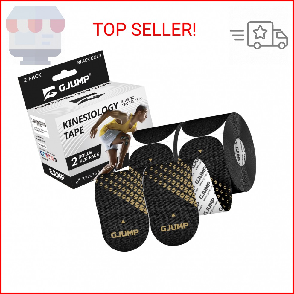 GJUMP Kinesiology Tape, Precut Athletic Sports Tape 40 Strips (2 Rolls), Waterpr