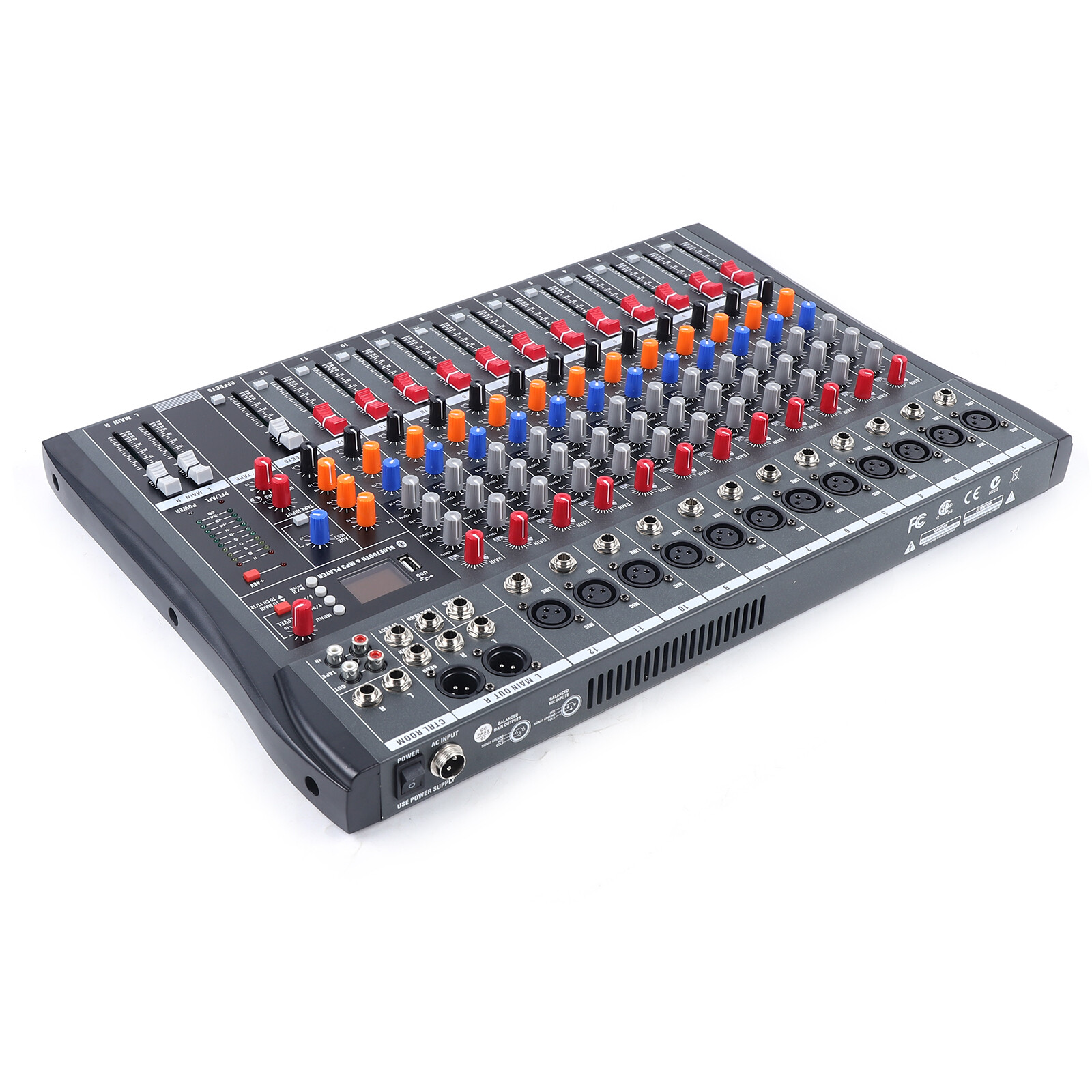 12 Channel Audio Mixer Bluetooth USB DJ Sound Mixing Console Studio