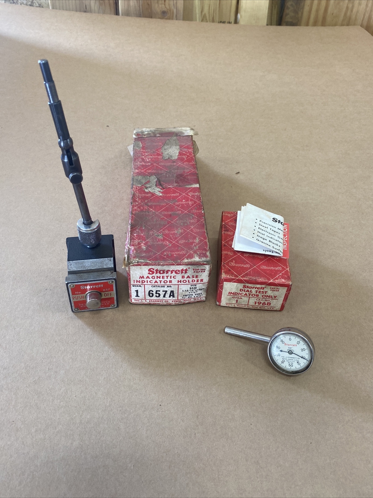 Starrett 657A 196B Magnetic Base, Swivel Post Assembly, And Indicator Set