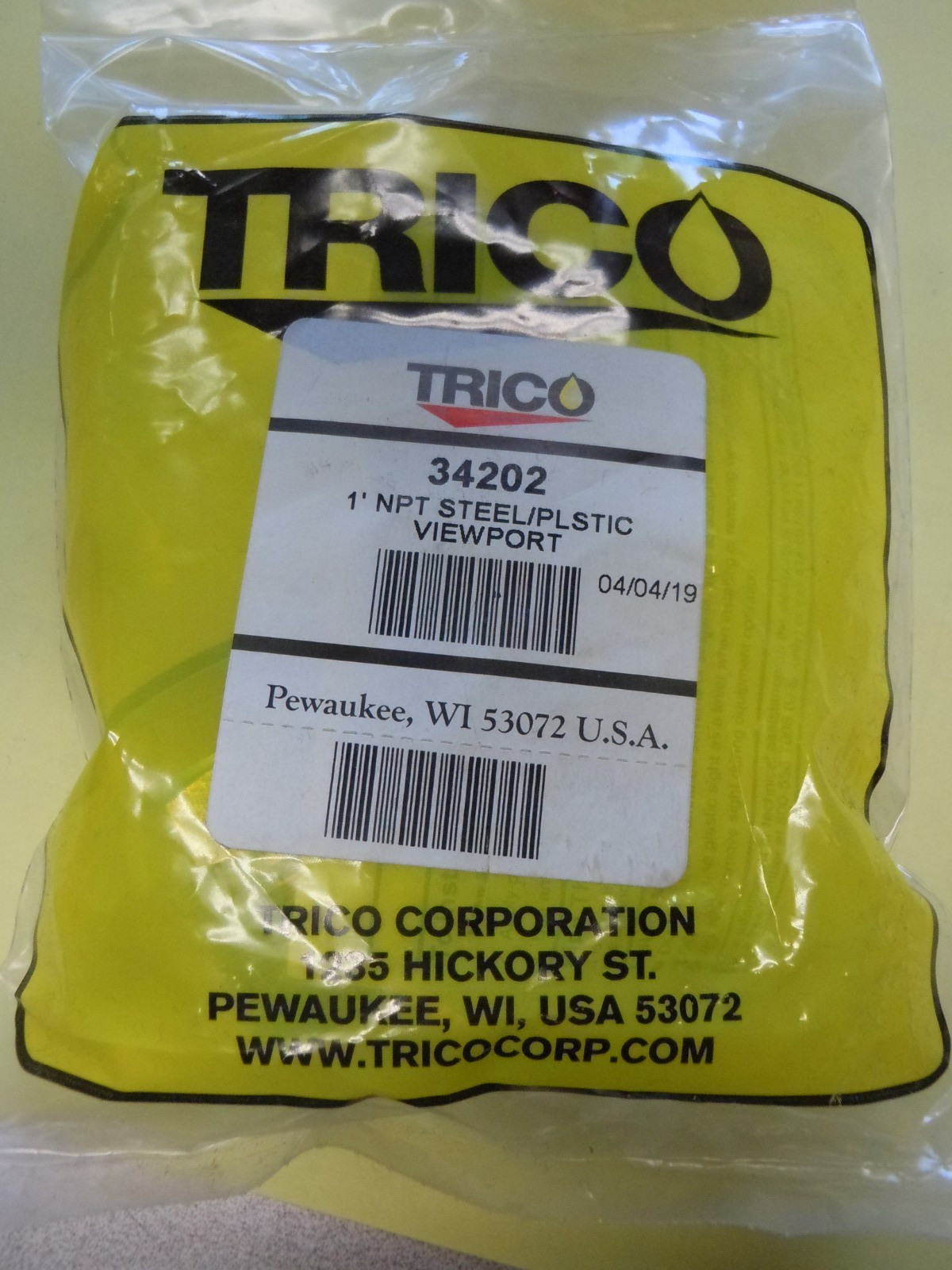 Trico 34201  1" Sight  3/4" Thread, 1-9/16"  Viewport Sight Glass & Flow sight