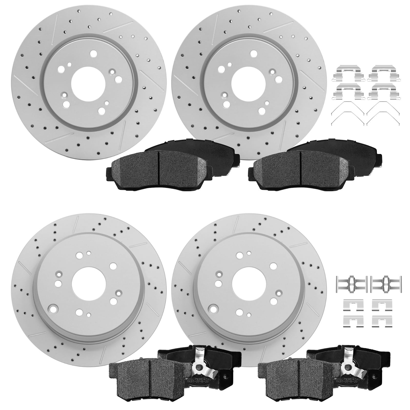Front Rear Brake Disc Rotors Ceramic Pads Kit Honda CR-V 07-16 Acura RDX 10-12