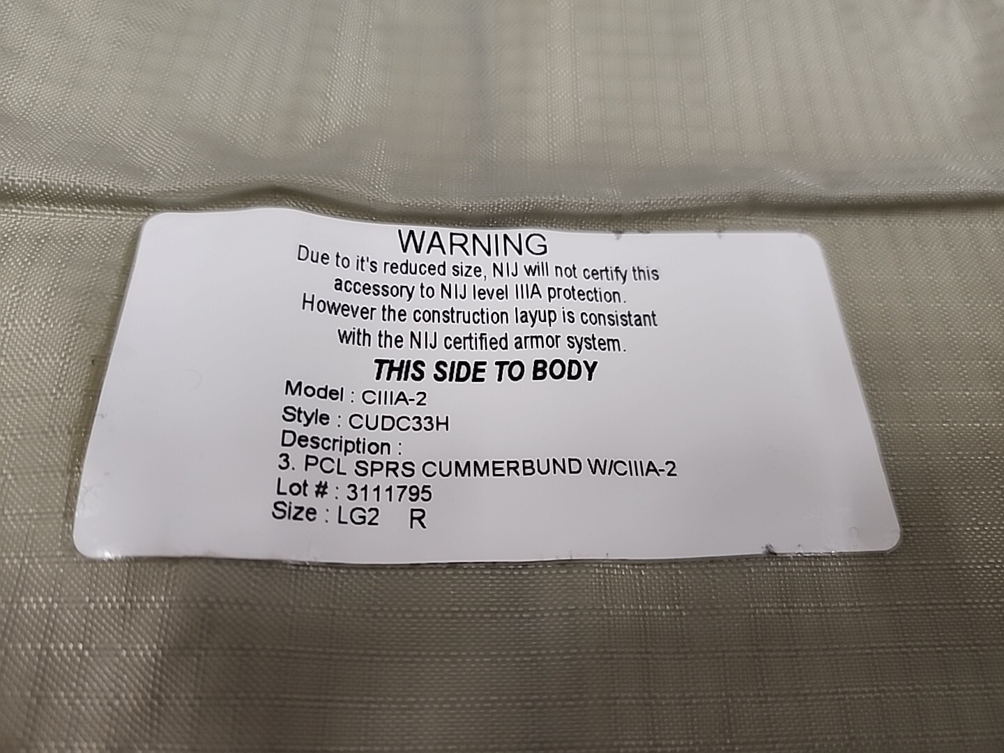 USGI Cummerbund 2XL w/ Inserts Ranger Green Cag Sof Devgru Seal