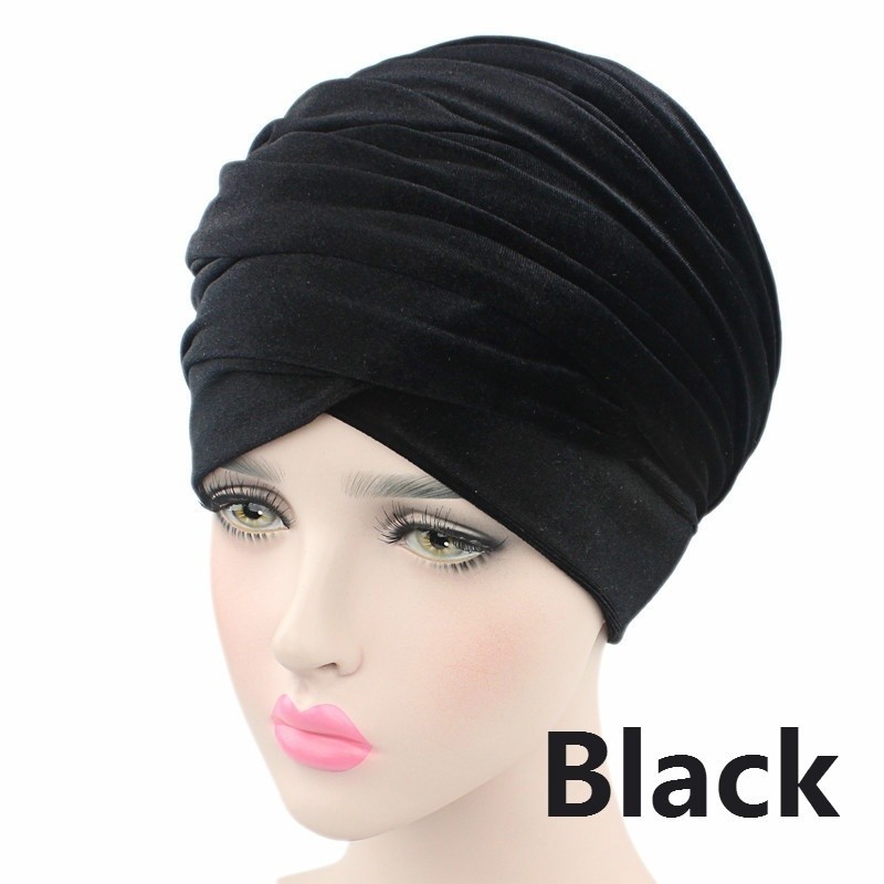 Ladies Velvet Turban Hats Muslim Hijab Bandana Head Wrap Scarf Chemo Cap Indian