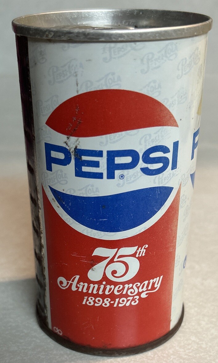 Vintage PEPSI 75th ANNIVERSARY 1898-1973 12 Oz. Empty Steel Pull Tab Soda Can