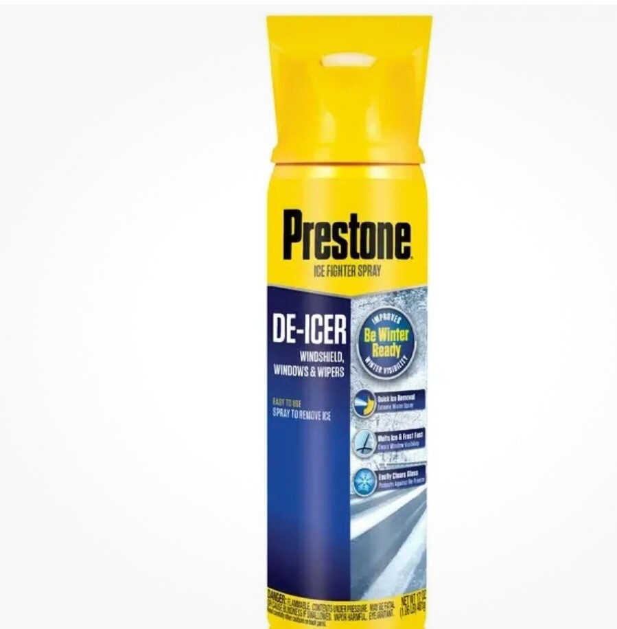 8 Pack Prestone Windshield De-Icer-Spray Canister (17 Oz.) Built In Ice Scraper