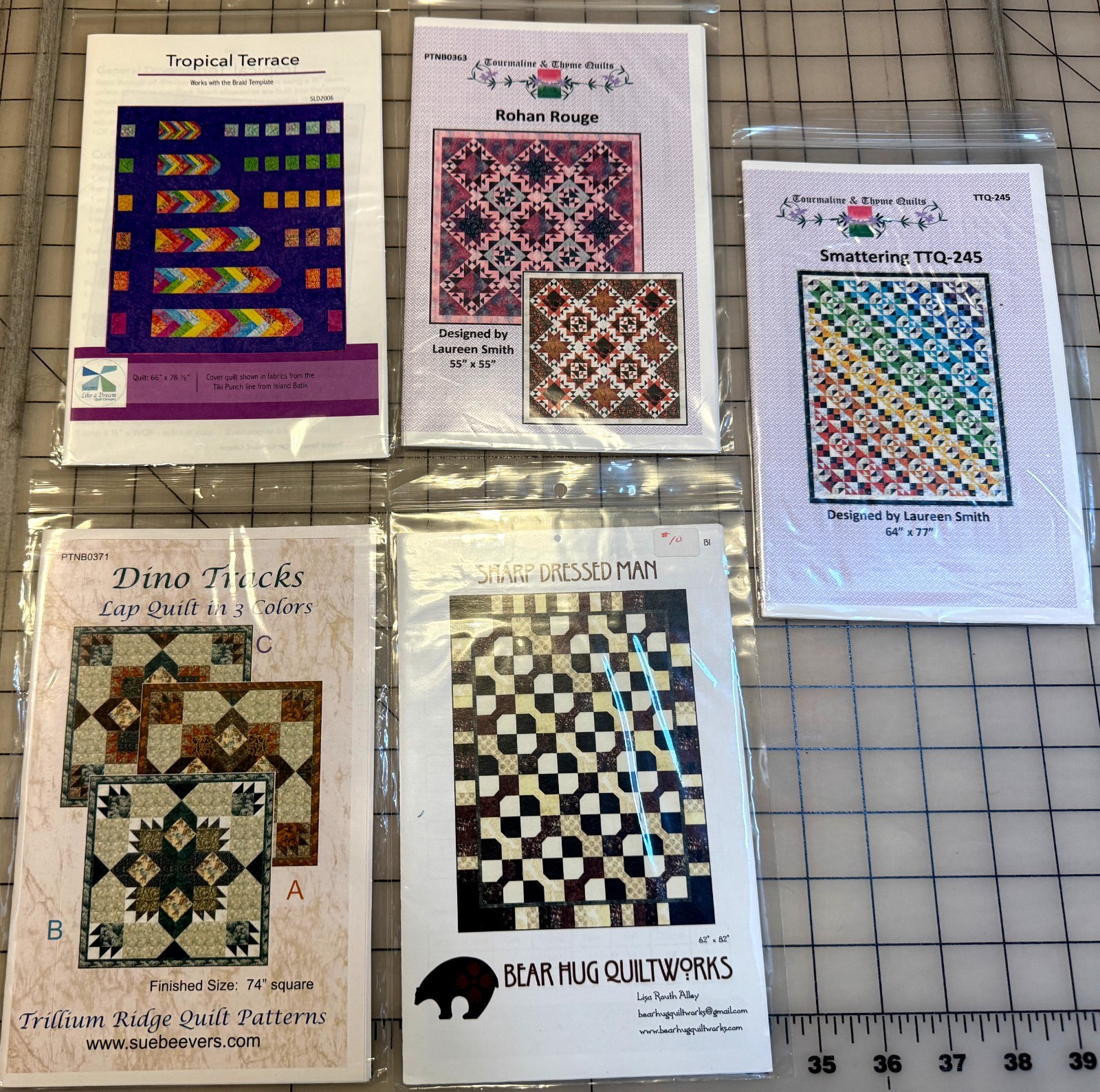 Bundle of 5 quilt patterns from our closed shop