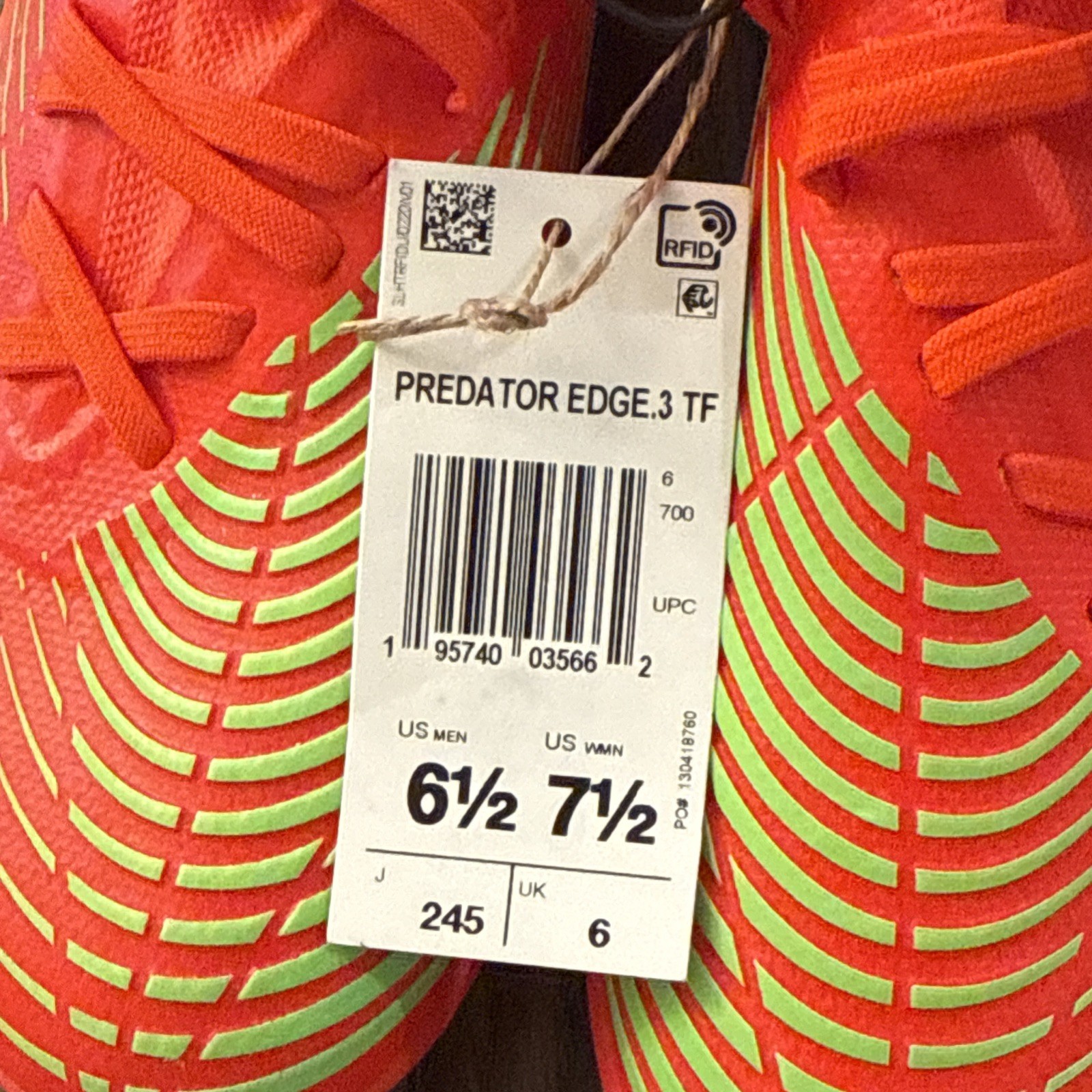 Men’s Size 6.5 Adidas Predator Edge.3 Turf Soccer Cleats Shoes Orange Red