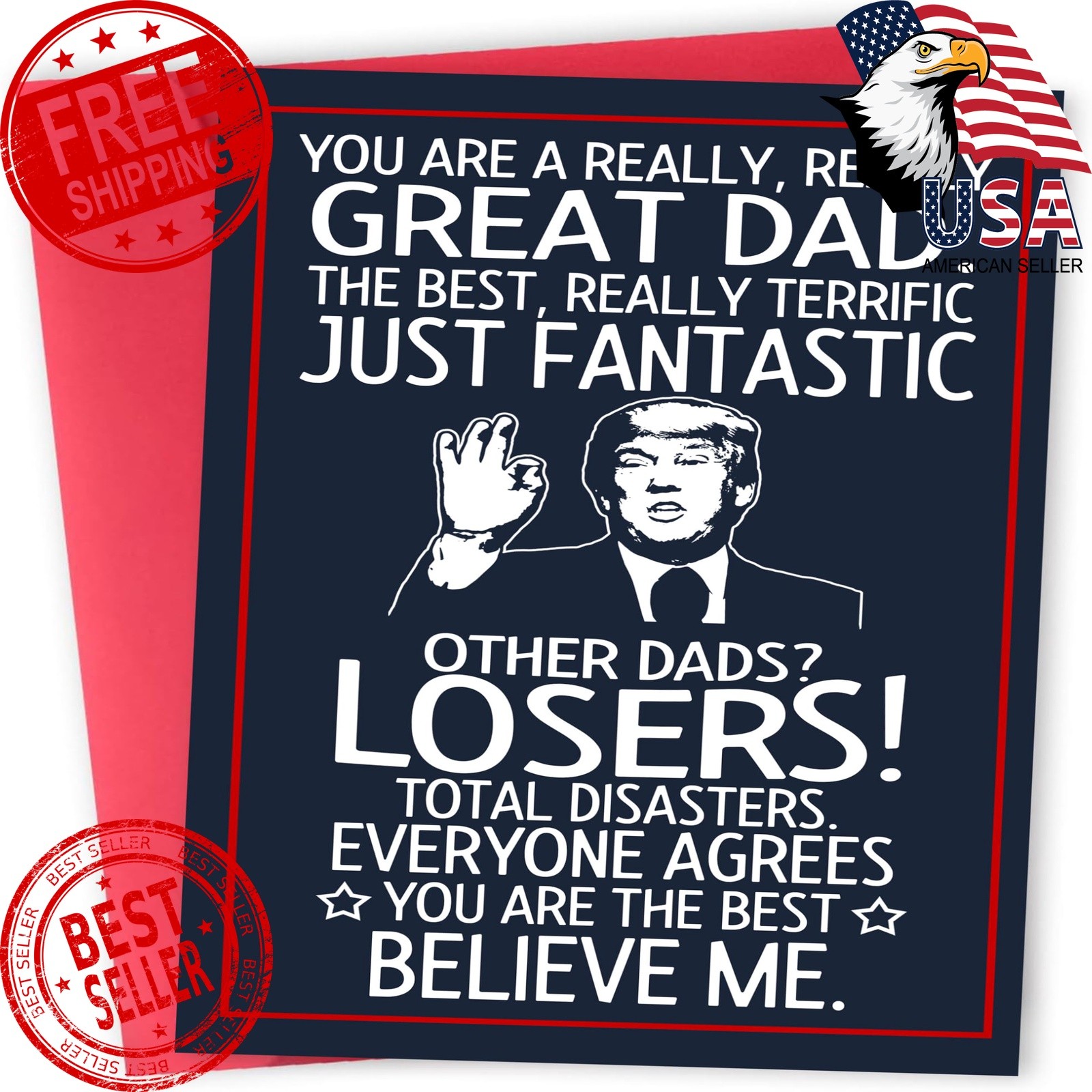 BETHEGIFT Funny Father's Day Gift Card for Dad