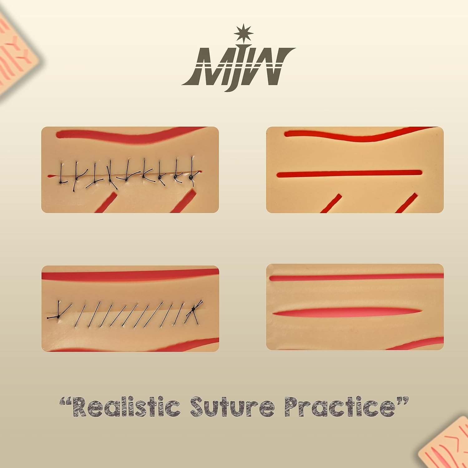 Suture Practice Pads 3 Layer with 14 Wound 5x7", Suture Practice Kit, Durable...