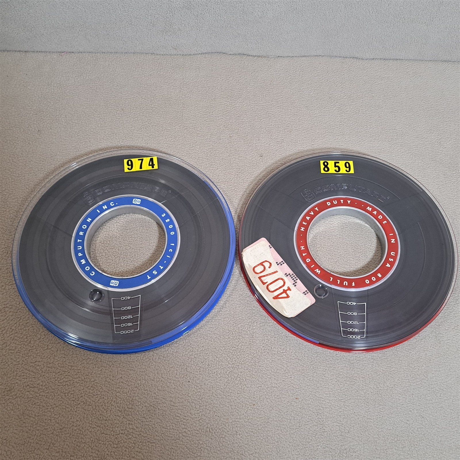 2 Computape 9-Track 10.5" Computer Data Magnetic Tape Reels [w/ Cases] b