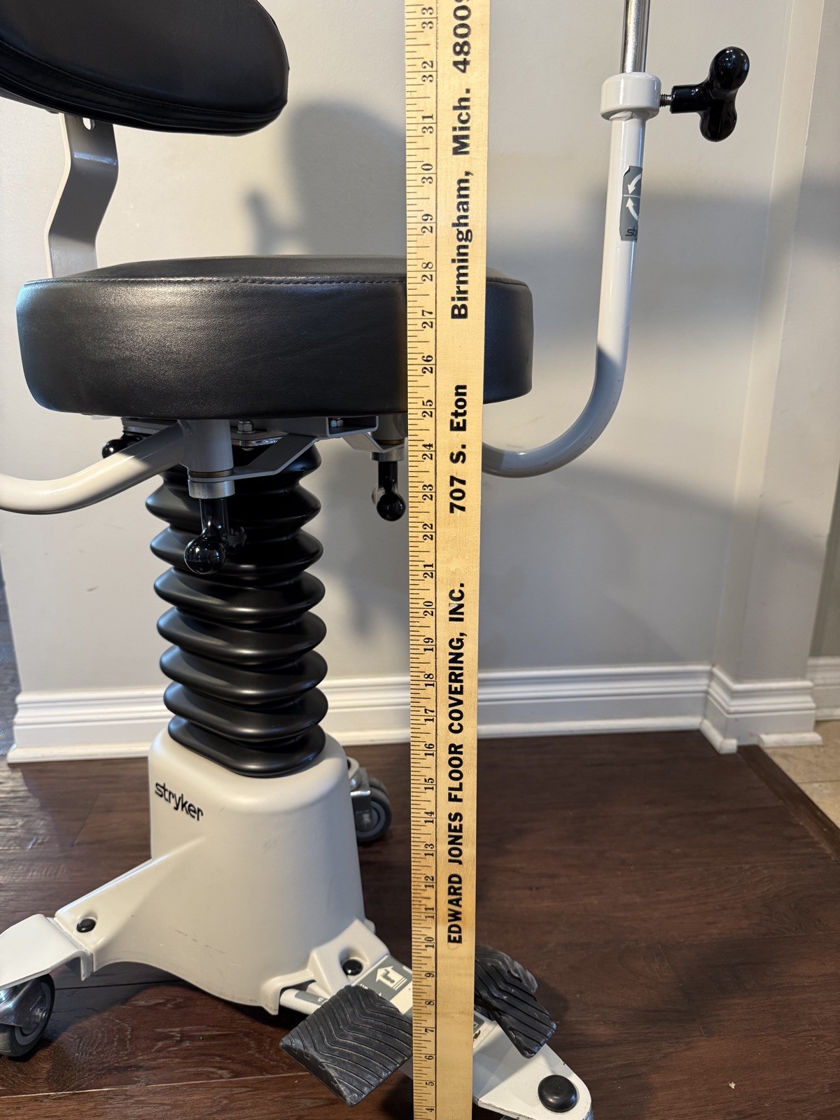 Stryker 830 SurgiStool II Surgeon Stool w/ Adjustable Back and Armrests