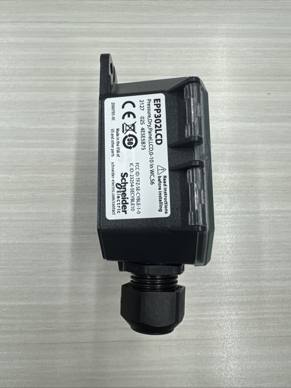 Schneider Electric EPP302LCD Pressure, Dry, Panel, LCD, 0-10” WC Sensor