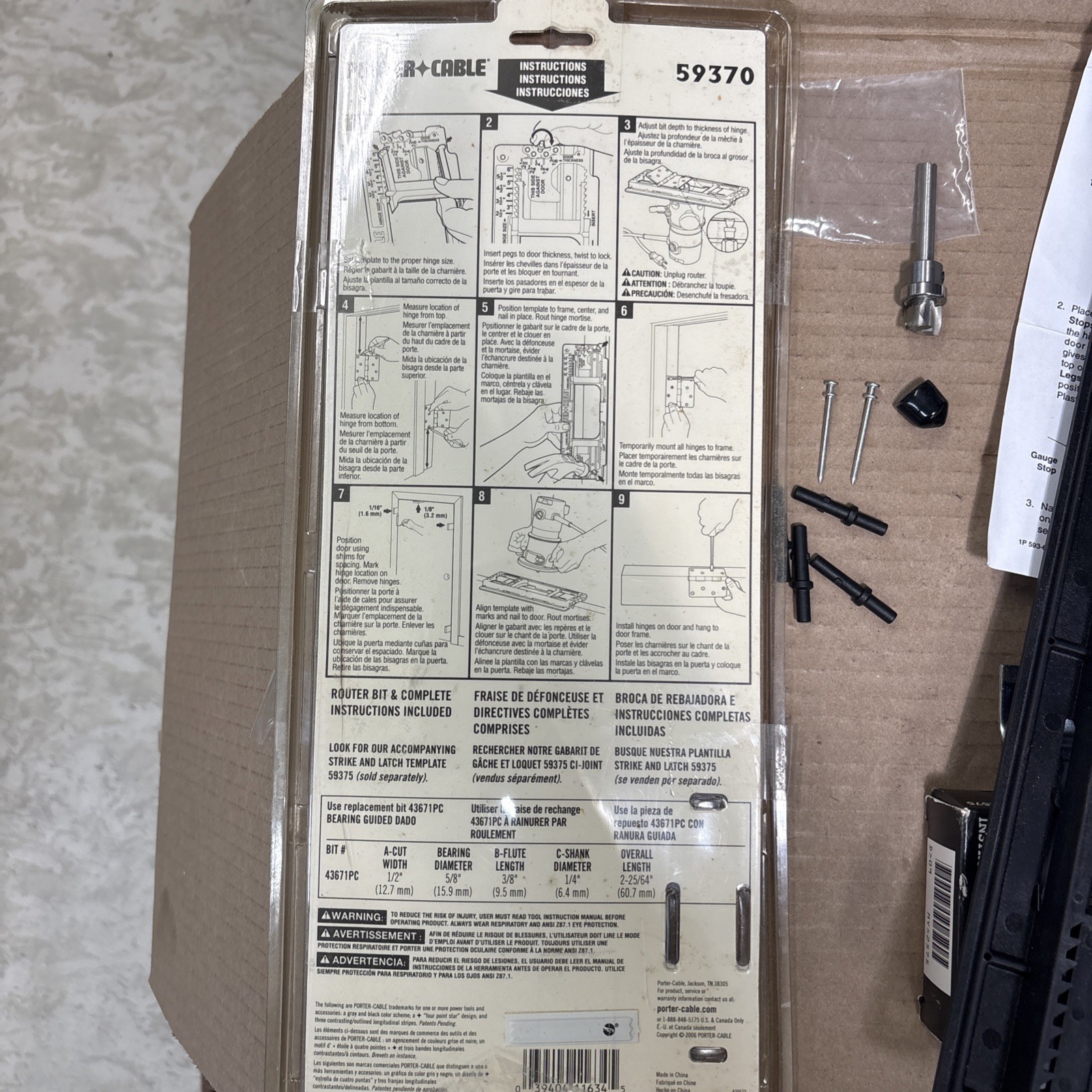 2 Pc. PORTER-CABLE 59370 Door Hinge Template & Craftsman Butt Template Set