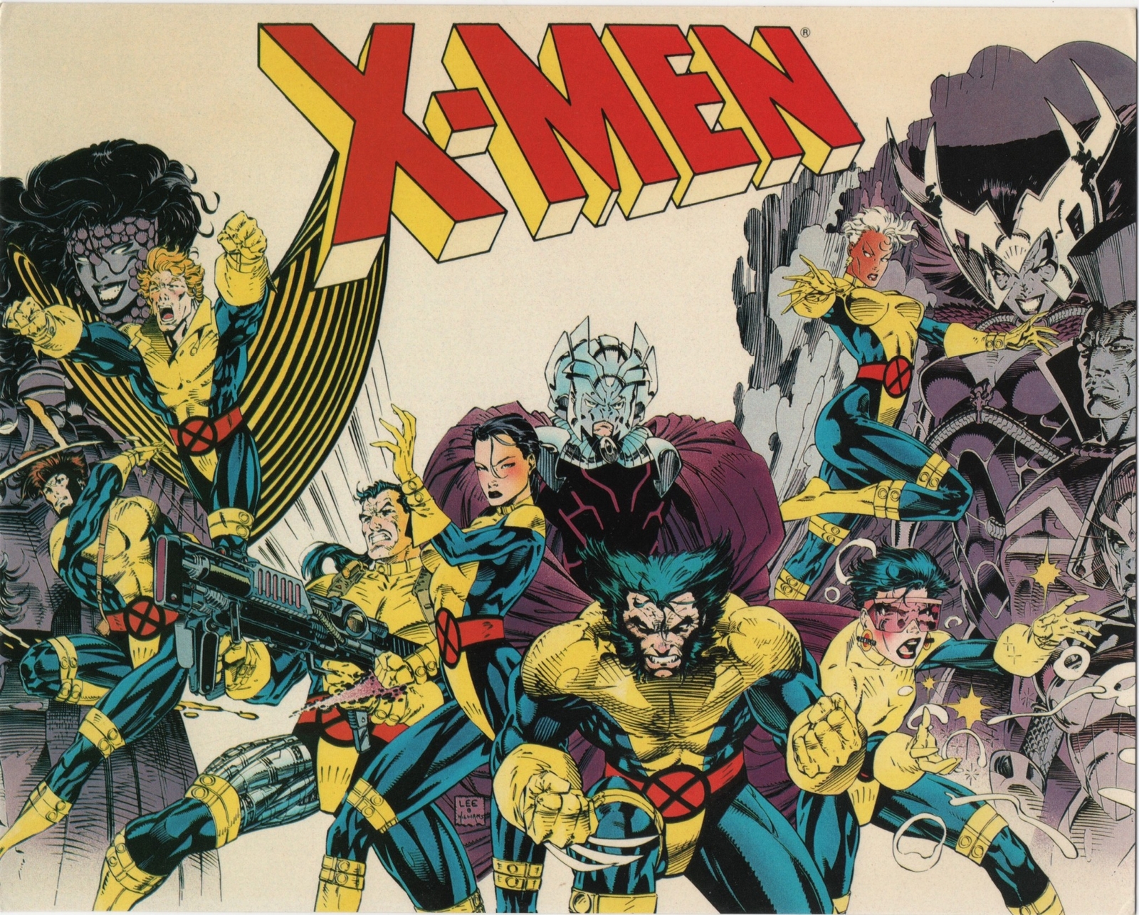 Marvel Comics X-Men Members and Villains 8 x 10 Glossy Postcard 1992 NEW UNUSED