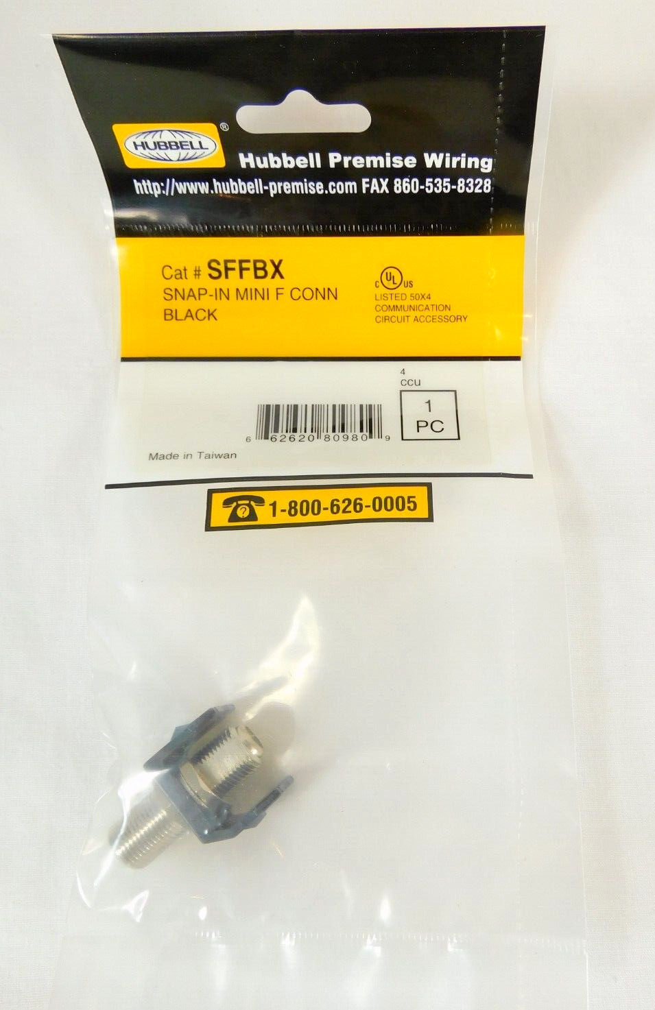 F-Coax Connector Keystone Hubbell Snap-Fit SFFBX - Black