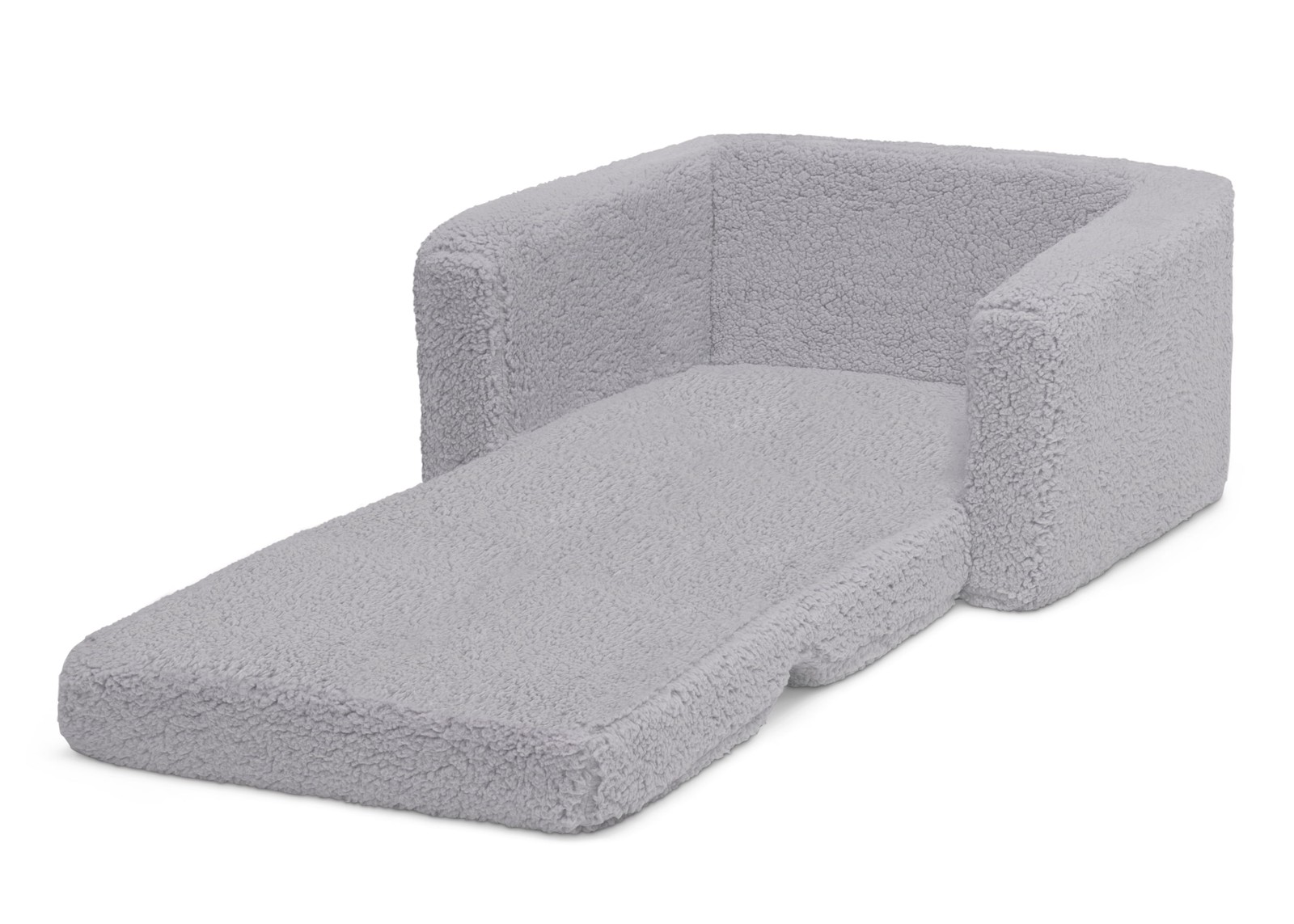 Cozee Flip-Out Sherpa 2-in-1 Convertible Chair to Lounger Kids Grey