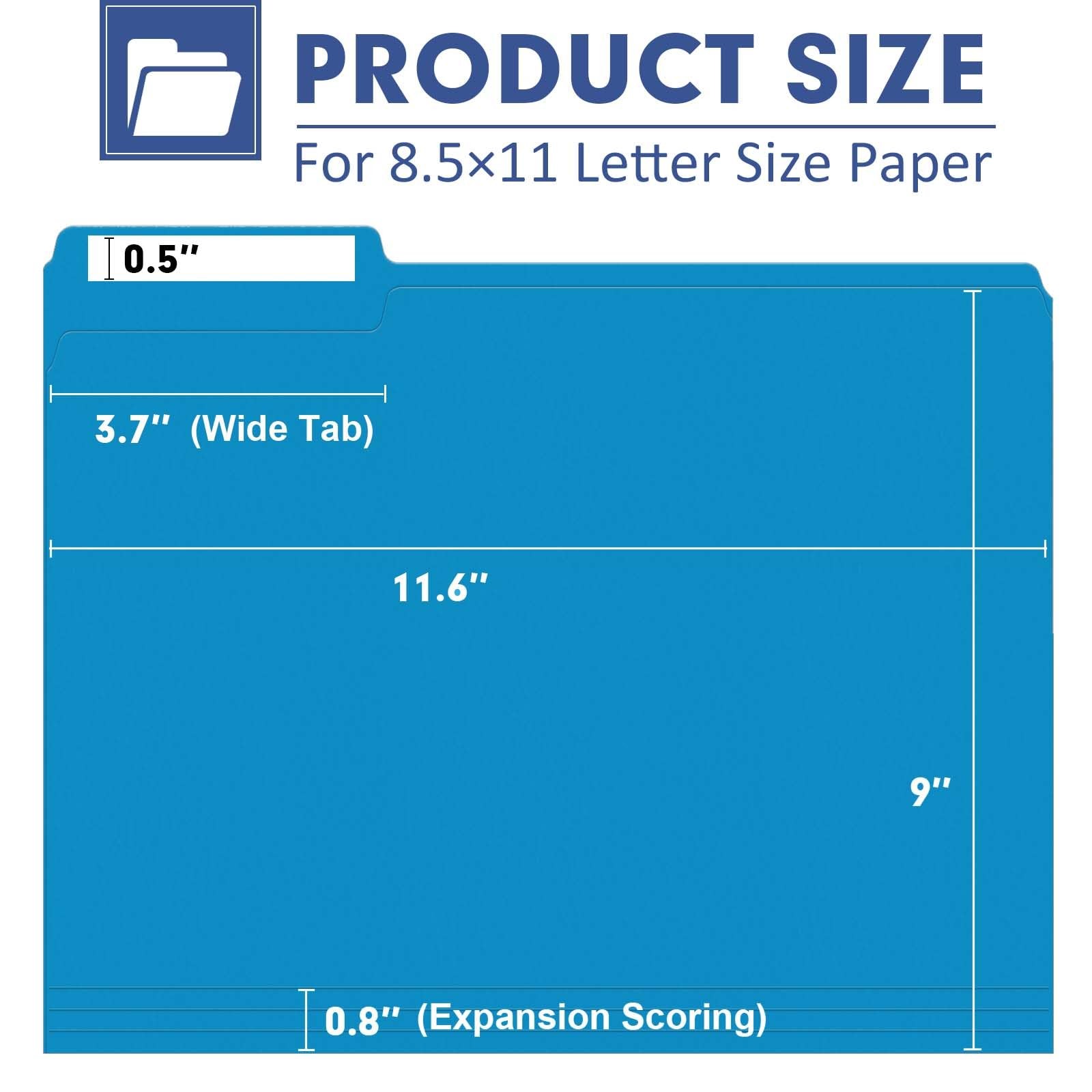 File Folder, PANDRI 30 Pack Colored File Folder, 1/3 Cut Tabs, Letter Size, A...