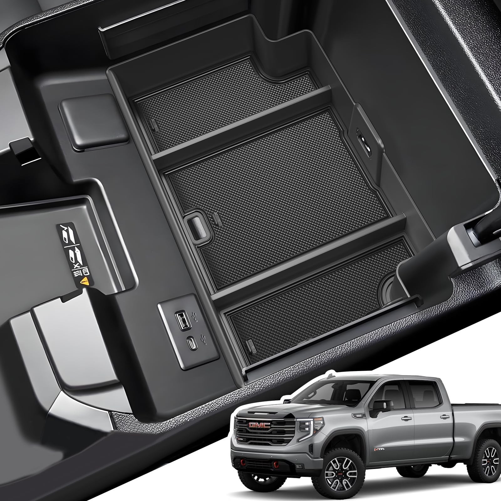 Center Console Organizer for 2022-2025 2026 Chevy Silverado/GMC Sierra 1500 (...
