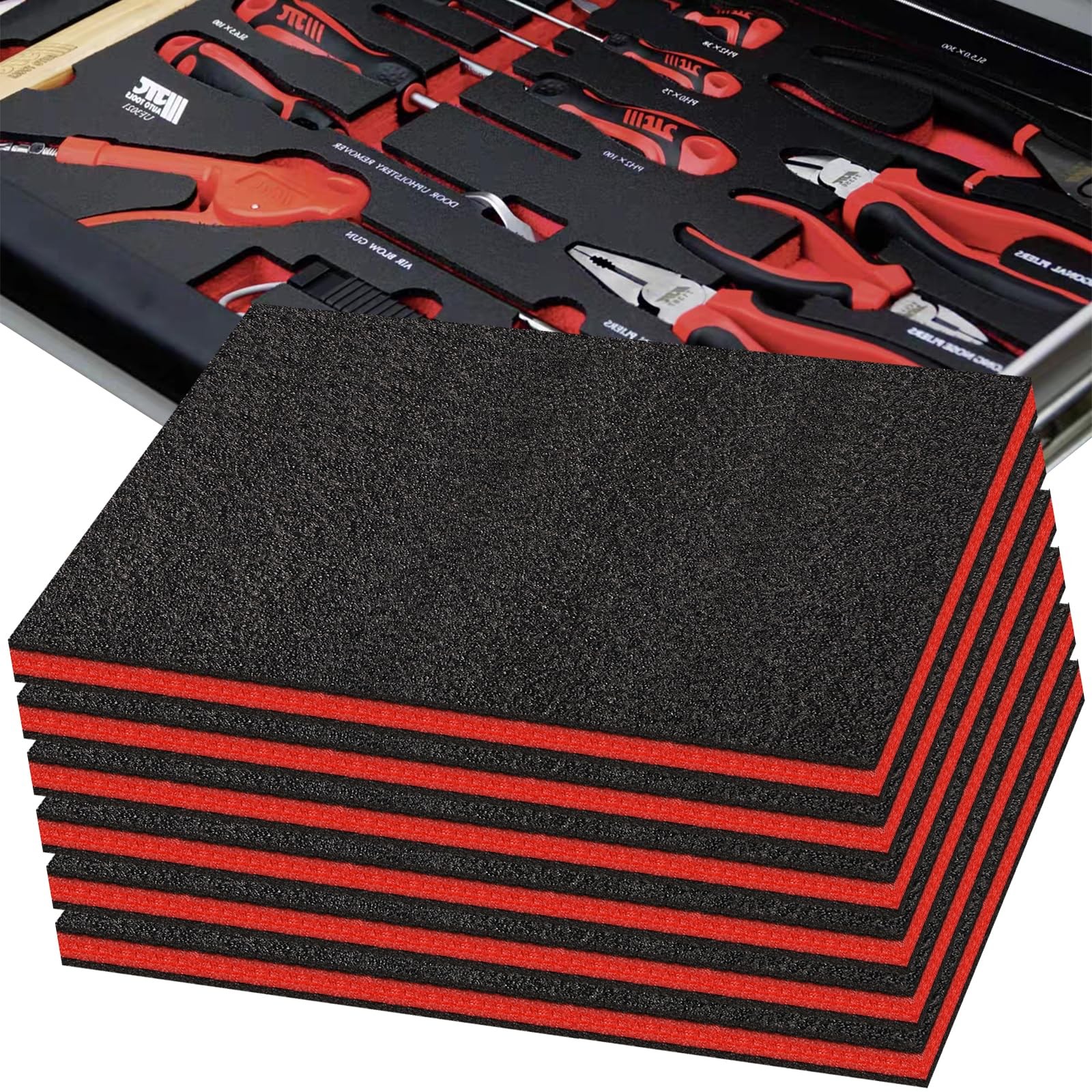 6 Pack Tool Box Foam Inserts for Cases 18 x 12 x 1 Inch Polyethylene Storage ...