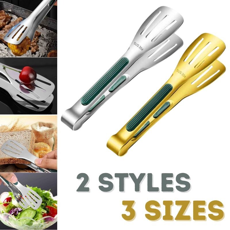 Steak Steel Stainless Clamp Tongs Food Cooking Clip Kitchen BBQ Bread Meat Tool