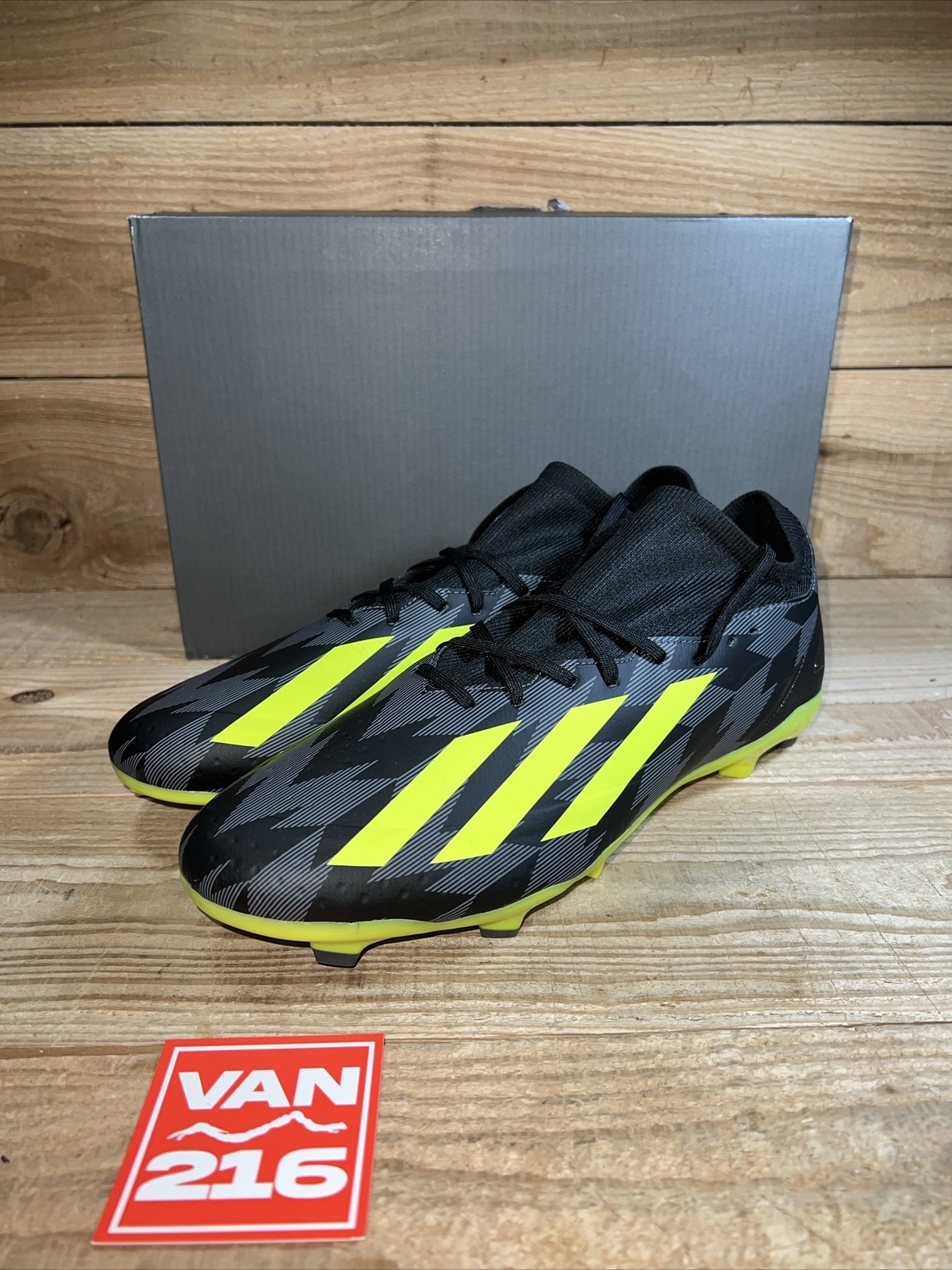 NEW SZ 12: Men's Adidas X Crazyfast INJ.3 FG Soccer Cleats: Black/Yellow: IG0758