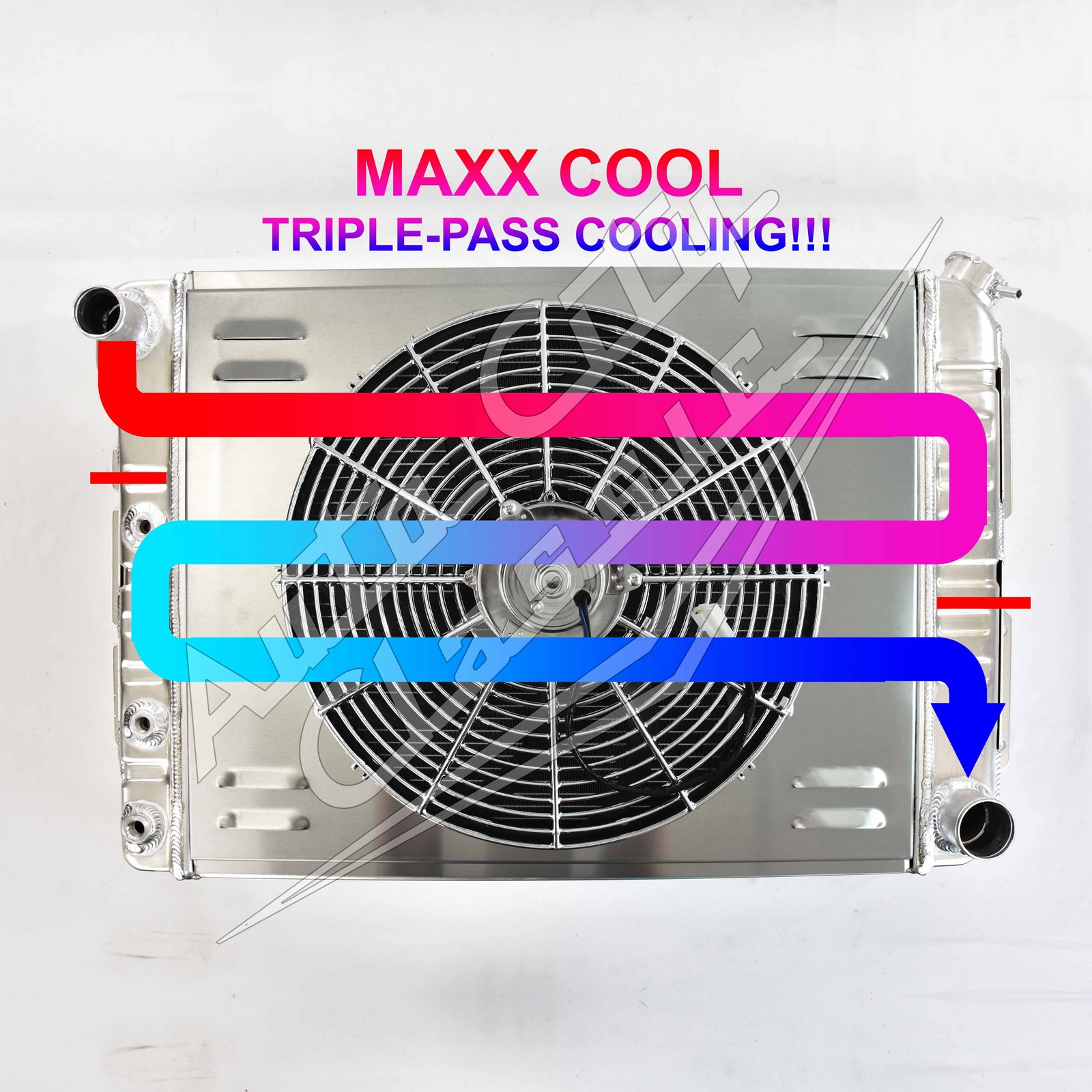 MAXX COOL TRIPLE PASS Aluminum Radiator 1967 68 69 Camaro Firebird w/Shroud Fan