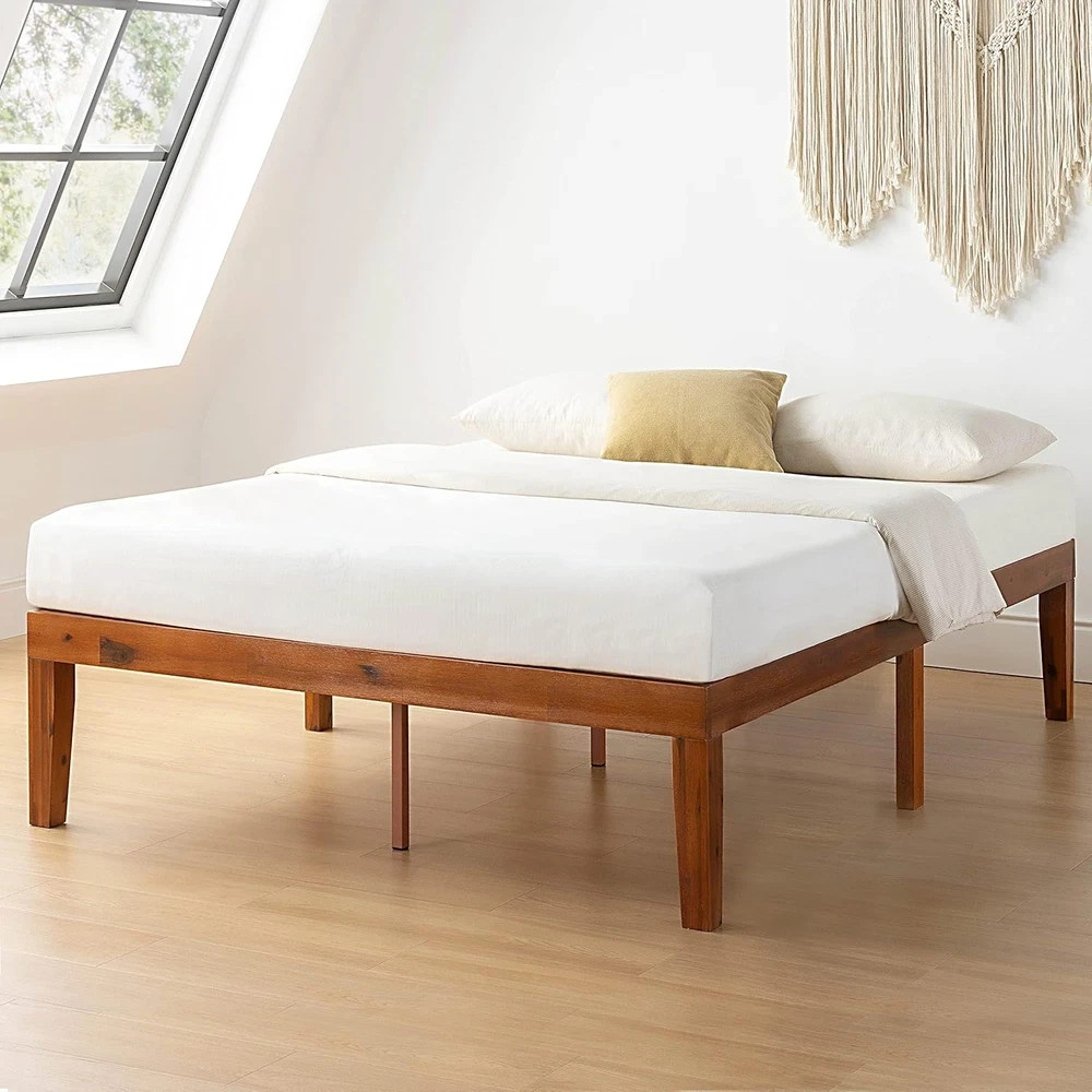 Naturalista Classic 16 Inch Solid Wood Platform Bed with Wooden Slats, Cherry, Q